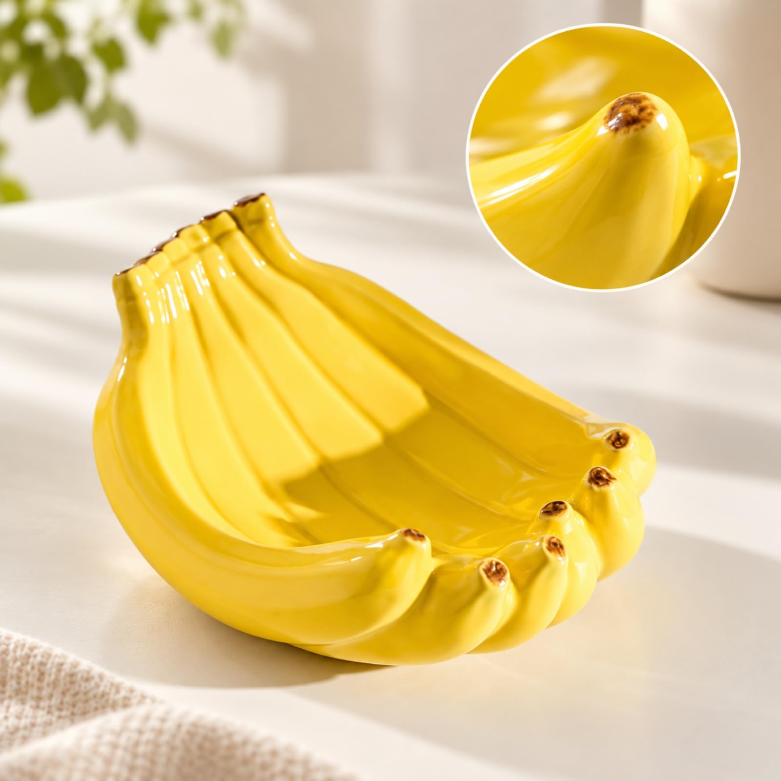 à Fruits En Forme Régime Bananes Brillant Plat à Bananes En Céramique Polyvalent Bol Collation Décoratif pr Décoration D'intérieur