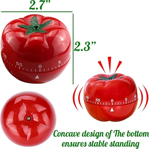 Miniatura 4 de Temporizador mecánico con forma de tomate lindo enrollado de 60 minutos, temporizador giratorio manual de cuenta regresiva para horno, cocina, baño,