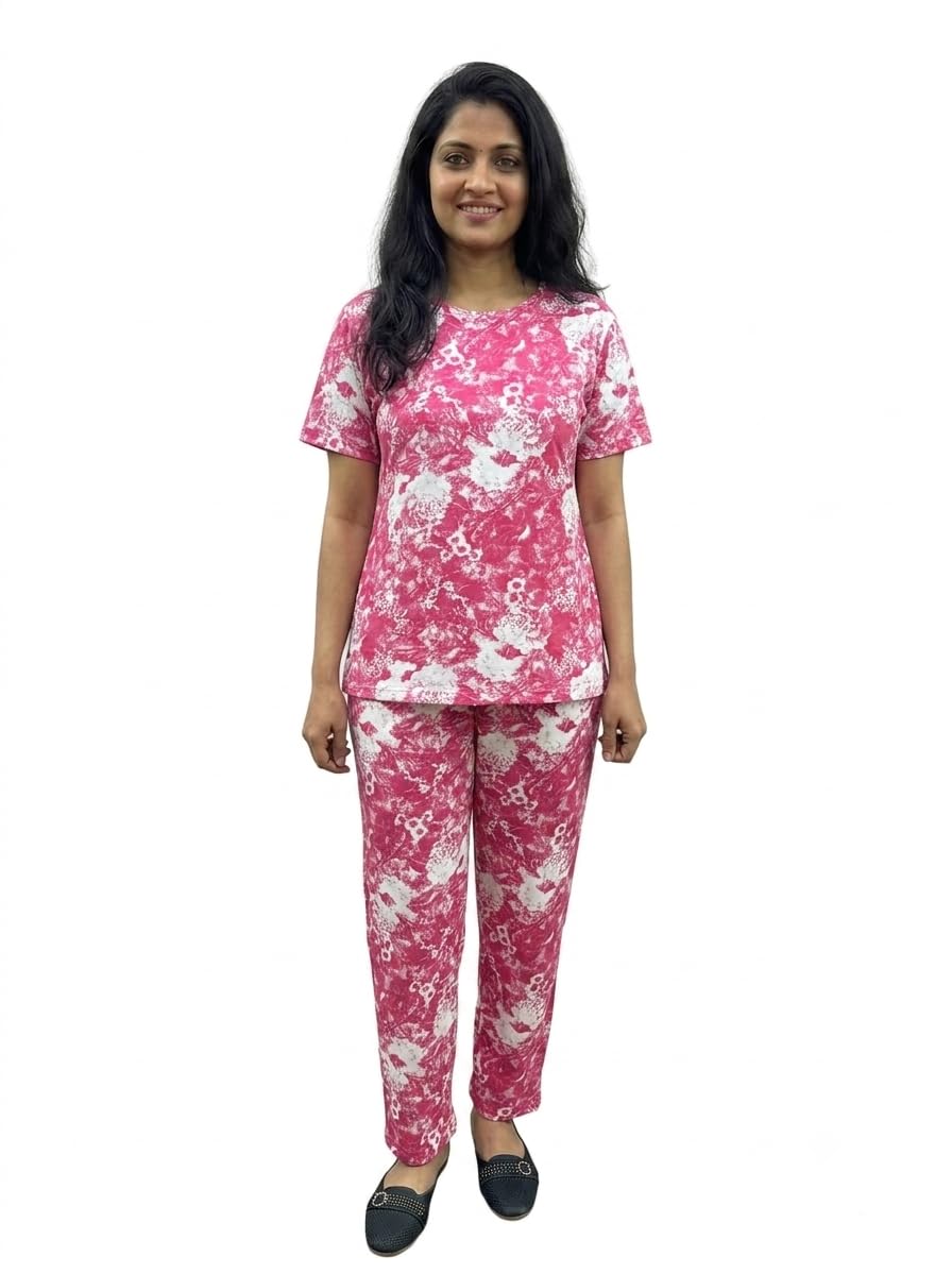 Women’s Night Dress | Printed Cotton Night Suit | Pyjama Set with Top and Bottom | Sleepwear | Ladies Night Dress | Casual Nightwear with Pocket | T-Shirt and Pant | Co-ord Set-picture-32