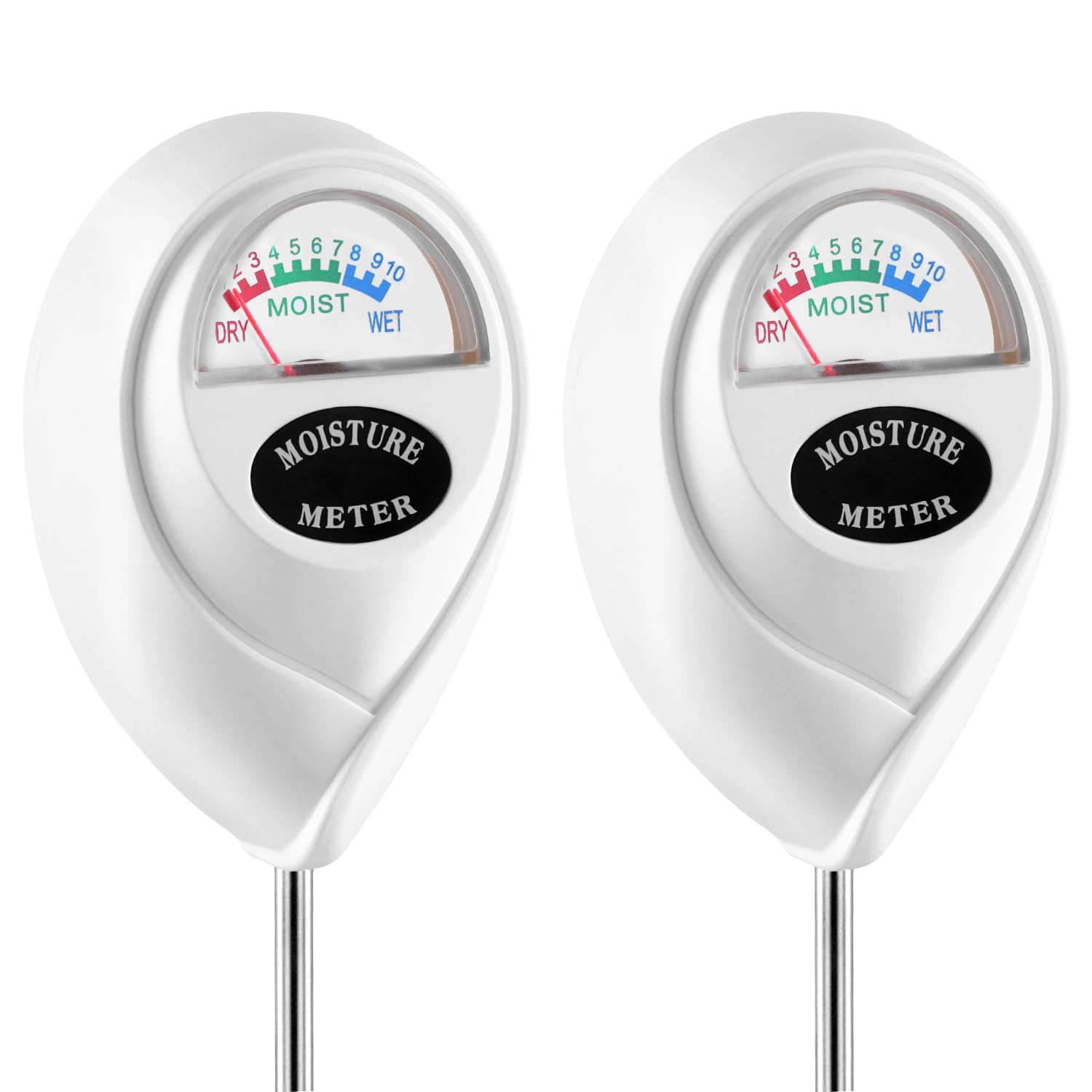 QWORK® 2 x miernik wilgotności gleby o długości 40 cm, tester gleby do głębokiego użytku z wyświetlaczem tarczowym do natychmiastowego odczytu do roślin ogrodowych i domowych