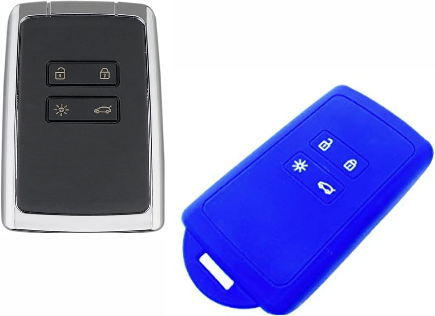 Nordecco High-Grade Silicone Protective Cover Compatible With Dacia Renanult 4 Button Smart Keyless Card Remote Fits Models 2016-20 Kadjar Koleos Megane Captur Dancia (Blue)