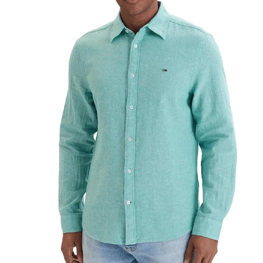 Tommy Hilfiger Camisa de mezcla de lino para hombre
