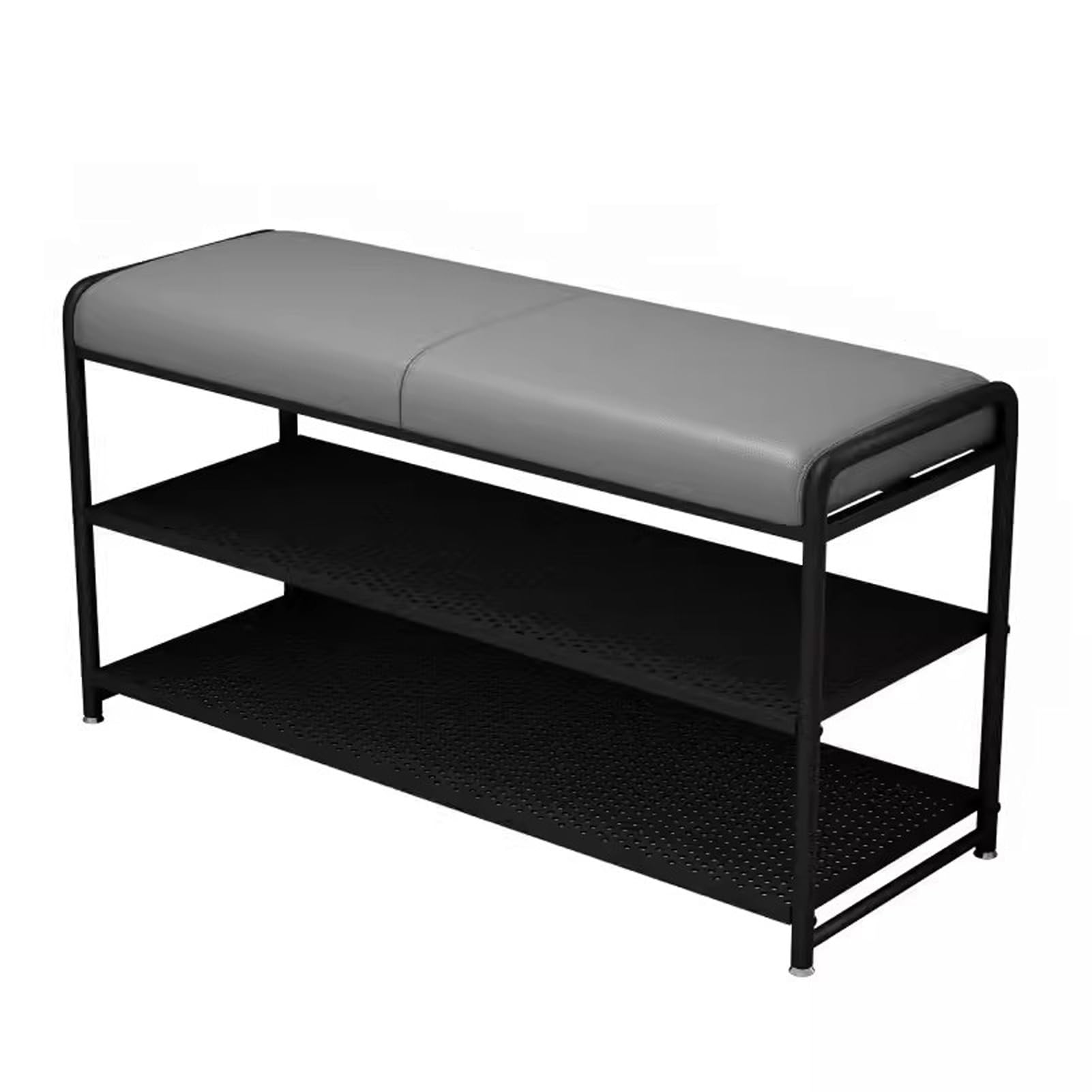 Étagère à chaussures à 2 niveaux et banc de rangement d'entrée en cuir
