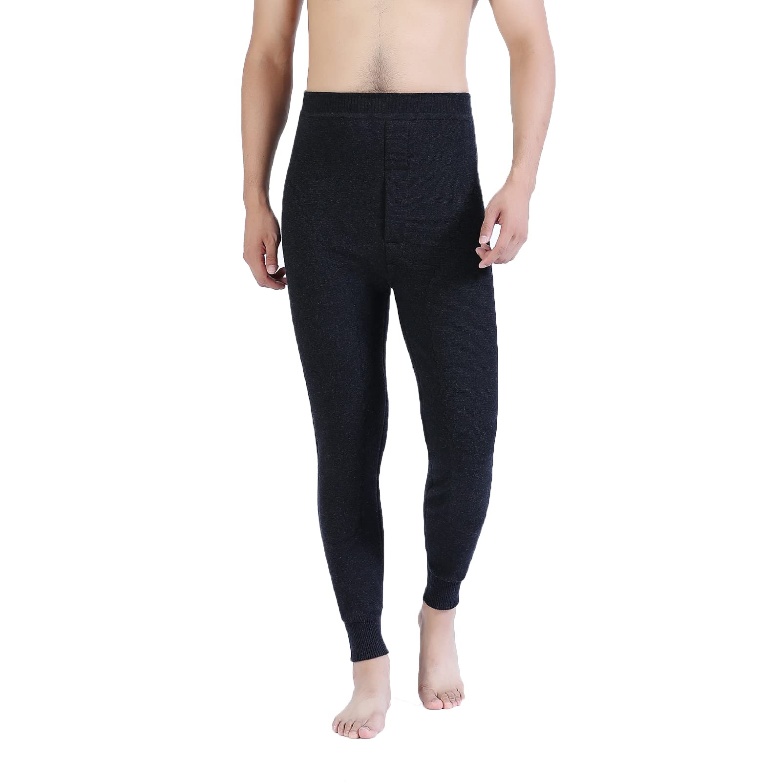 Pantaloni termici in pile da uomo biancheria intima Elasticità a vita alta pesante inverno caldo foderato lunghi Leggings pantaloni della