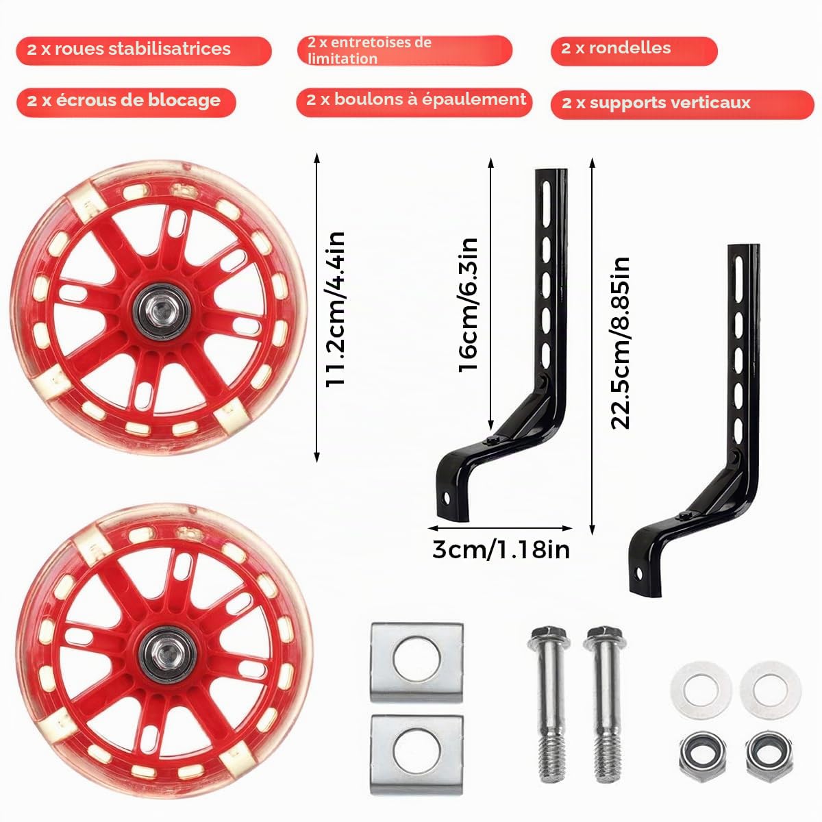 Roulettes Stabilisatrices Universelles 12-20 Pouces pour Vélo Enfant
