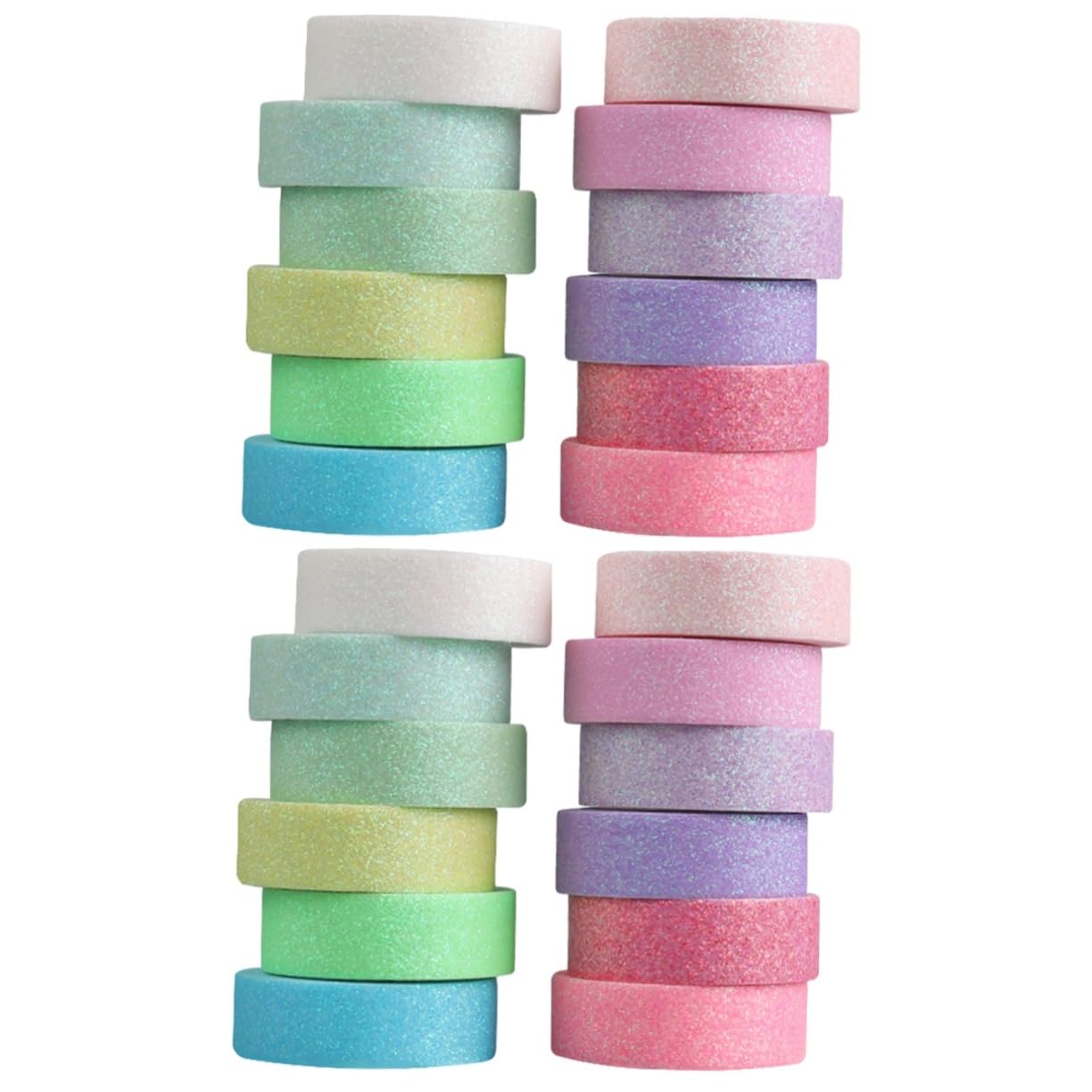 Lurrose 24 Nastro Washi Adesivi Decorativi Per Planner Diario e Scrapbooking Facile Da Strappare Adatto Per Superfici Lisce e Piane