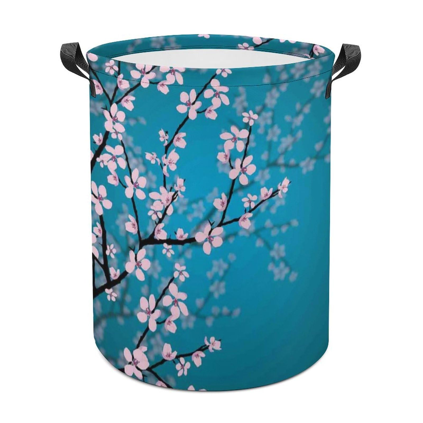 Lyfthologen Laundry Hamper, Spring Japanese Cherry Blossoms Laundry Basket, Washing Basket with Handle