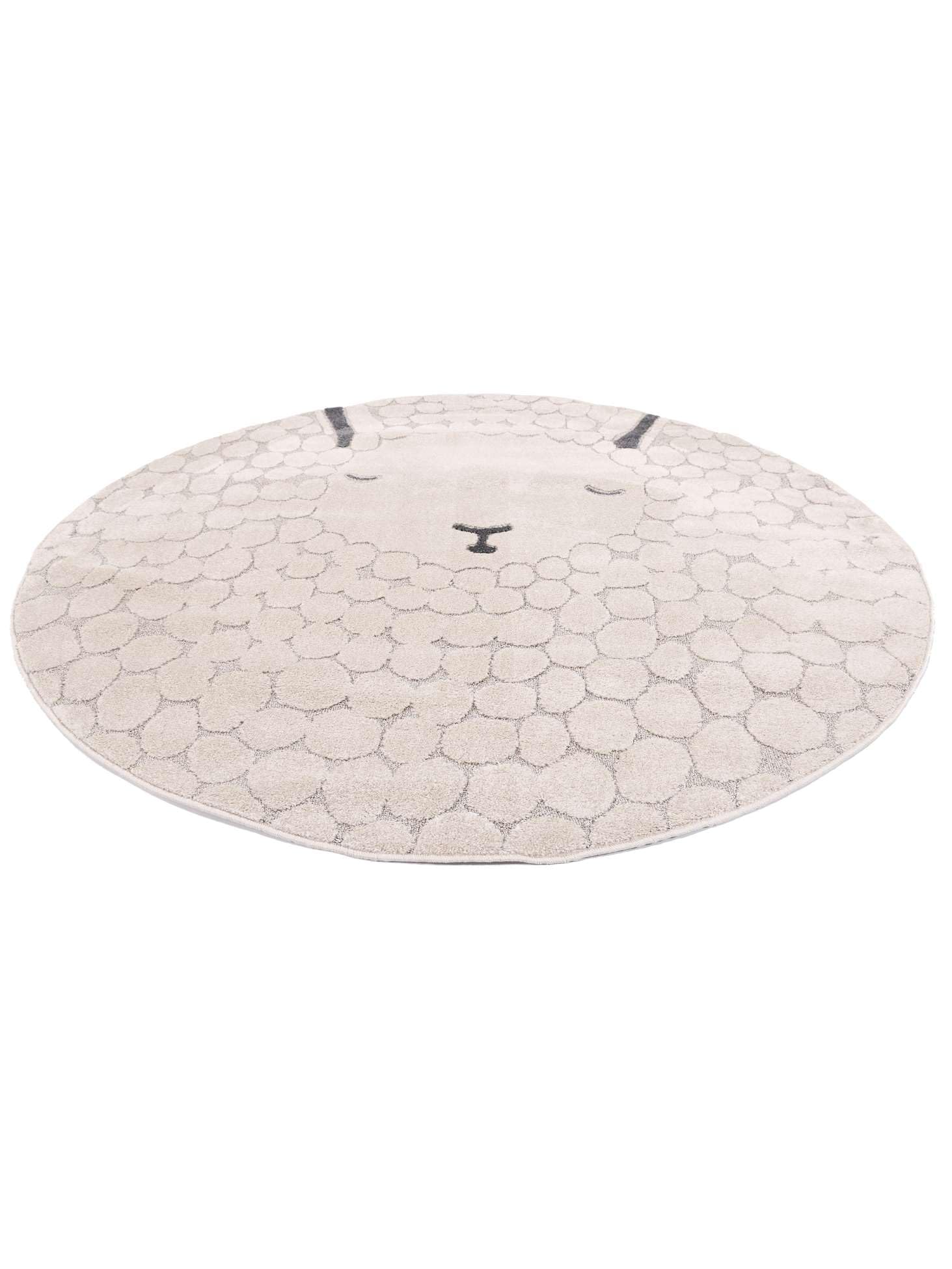 RugVista Lollo Lamm Tapis pour Enfants, Ø 100 cm, Greige/Beige