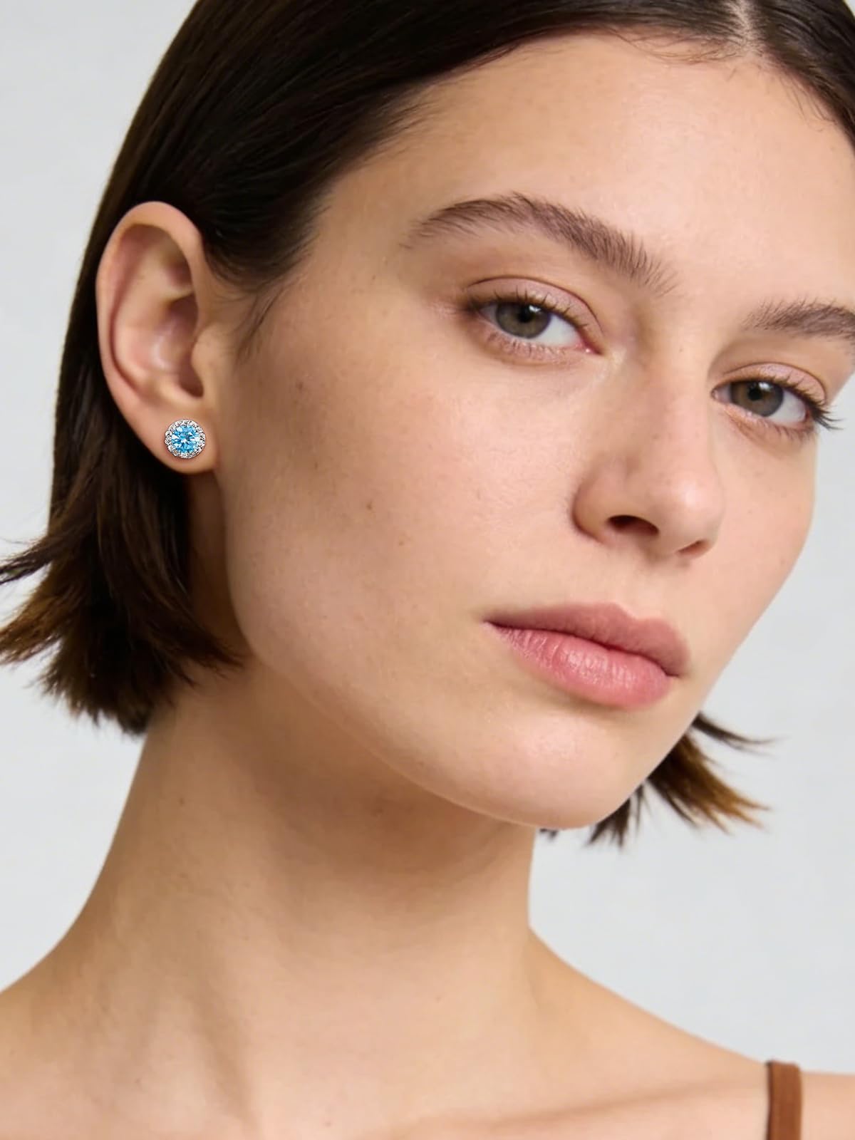 Ohrstecker 925 Sterling Silber Halo Ohrringe mit Zirkonia Rund & Oval Hypoallergener Schmuck für Damen