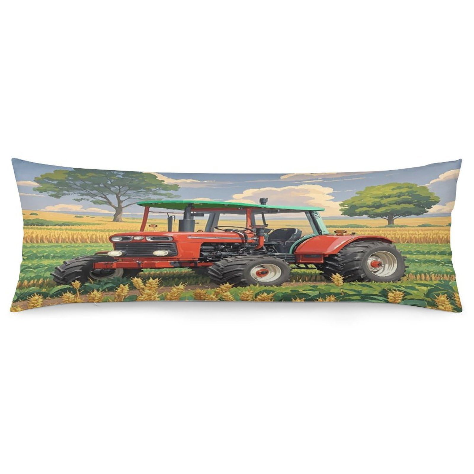 Tractor Theme Pillowcase Decorative Long Body Pillow Case Soft Breathable Body Pillow Cover Modern Large Pillowcase Cute Body Pillow Pillowcases for Bedroom Couch 18.9 X 53 Inch