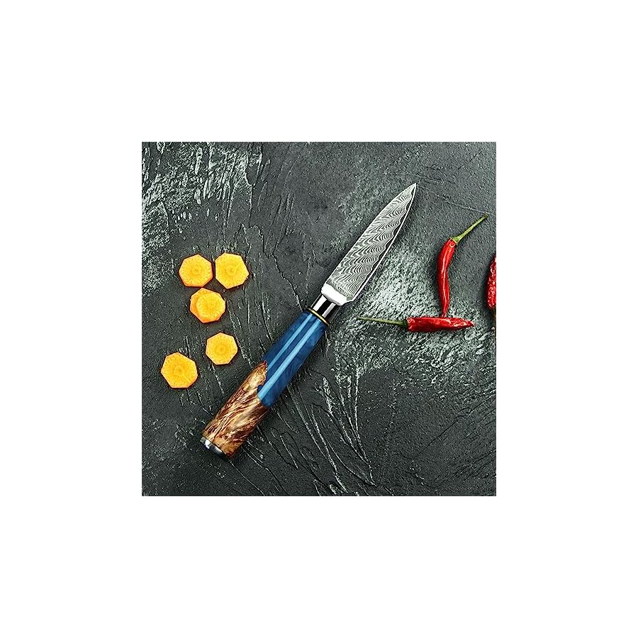 Seido-Knives-7-Piece-Executive-Damascus-Steel-Knife-Set-with-Japanese-VG-10-Super-Steel-Core-Home-Kitchen-Knife-Set-Professional-Design-Handle-Blue-Resin-Epoxy-and-Strong-Stabilized-Wood Seido Knives 7-Piece Executive Damascus Steel Knife Set with Japanese VG-10 Super Steel Core - Home Kitchen Knife Set - Professional Design Handle Blue Resin Epoxy and Strong Stabilized Wood