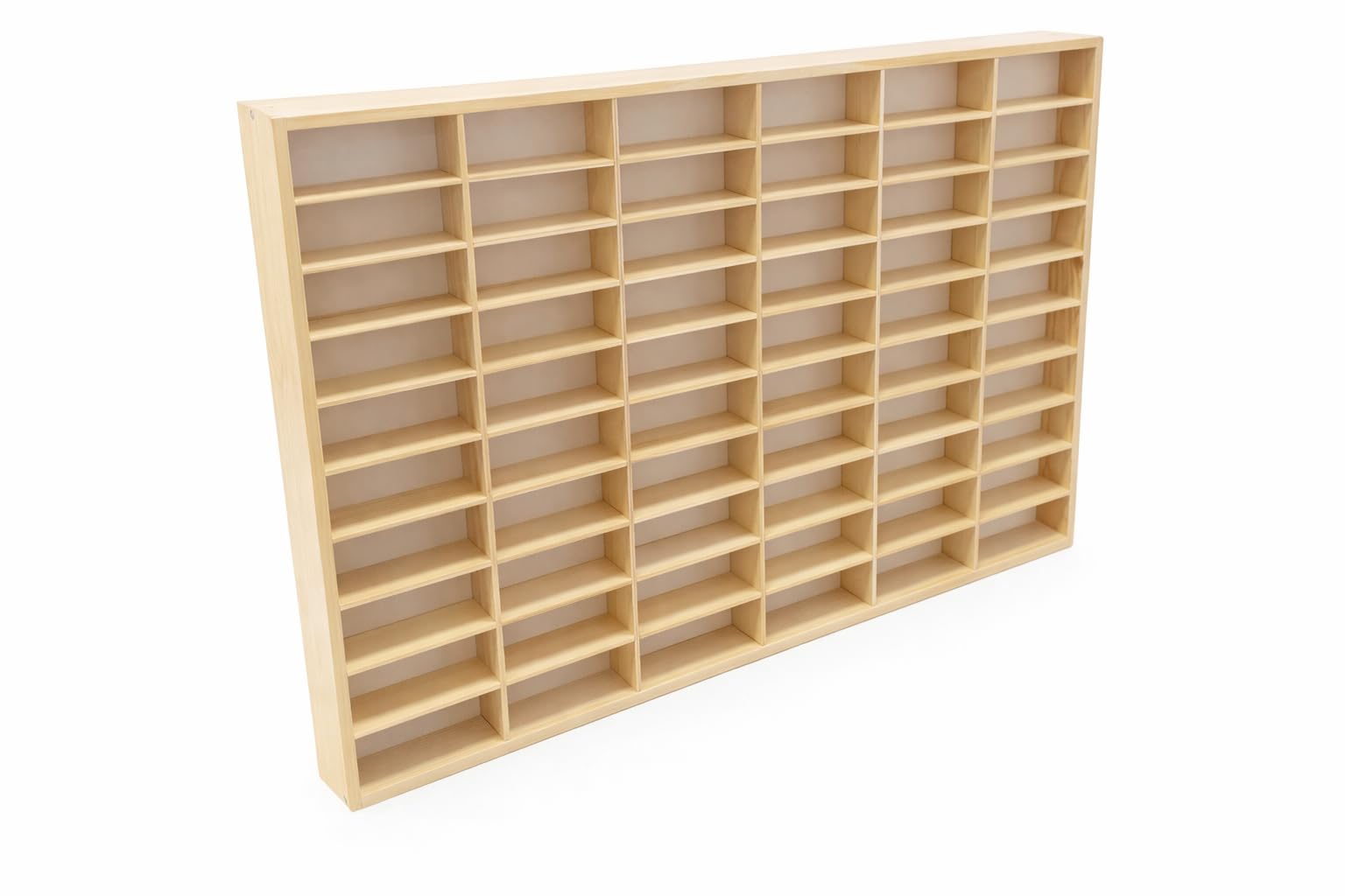 FabaCare Modellauto Regal aus Holz Setzkasten mit 60 Fächern zur Aufbewahrung von Spielzeugautos | Wand- oder Standregal für das Kinderzimmer & Sammler