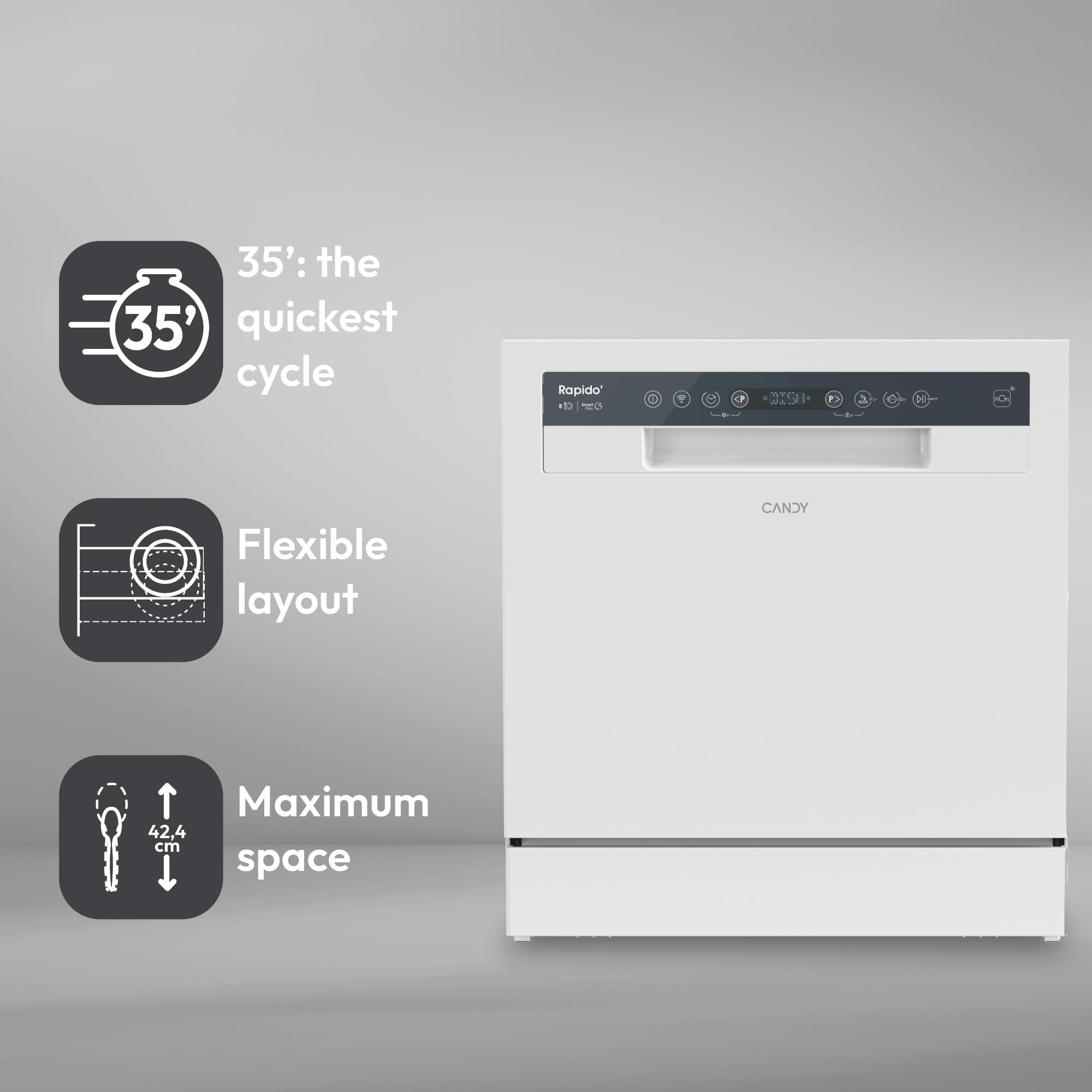Candy Table Top Dishwasher CP 6E51LW-80 - White - 6 Place Settings — view 8