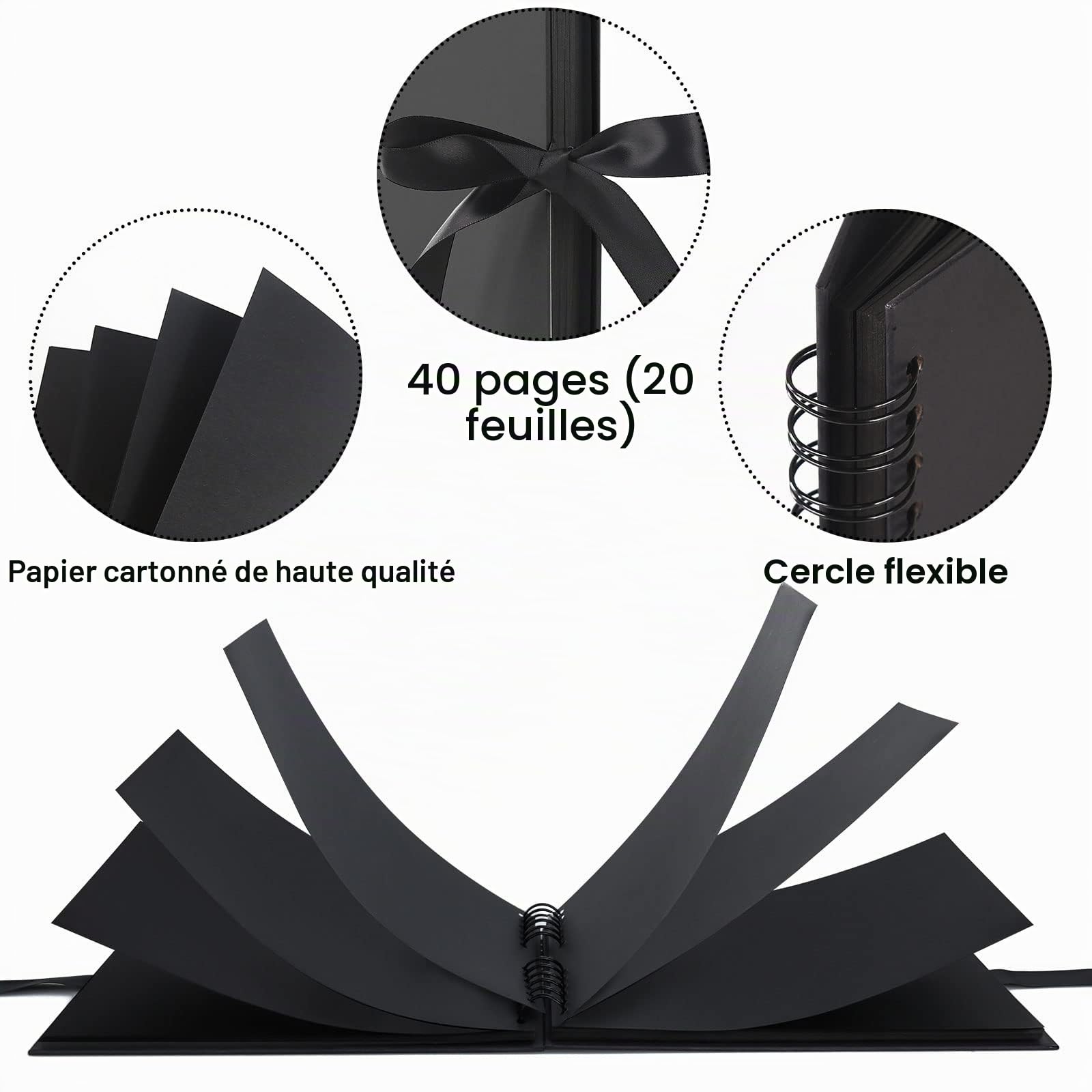 Vienrose Album Photo Scrapbooking 10x15 Livre Fait à La Main DIY Album 40 Pages Cadeaux pour Bebe Valentin Anniversaire Enfant Mariage Voyage Festival L'Obtention du Diplôme (Noir)