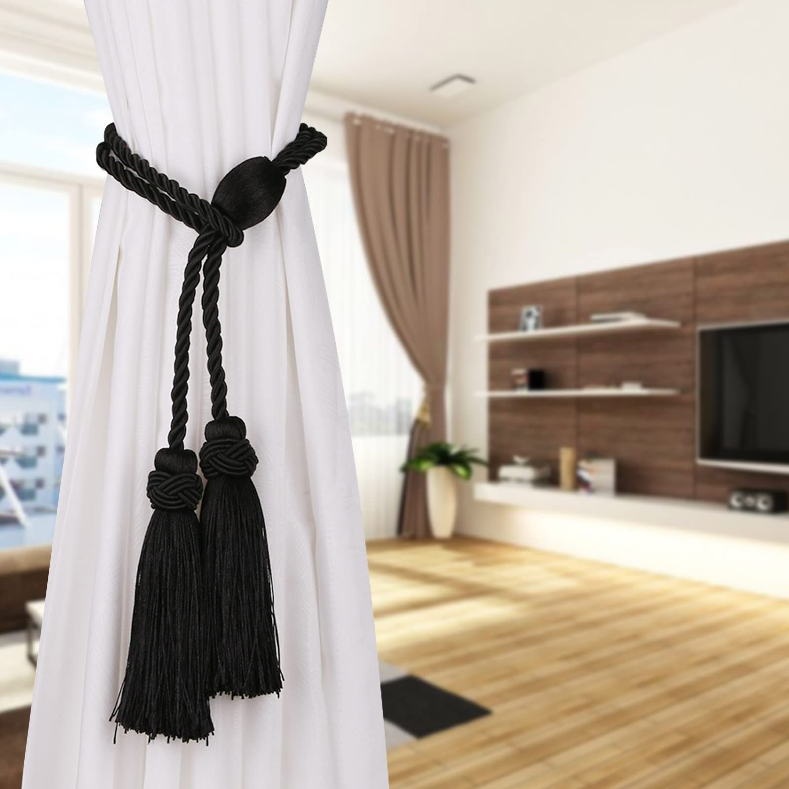 Vorhang-Raffhalter mit Quaste, moderne Seil-Fenstervorhänge für Vorhänge, elegante dekorative Vorhanghalter, 4 Stück