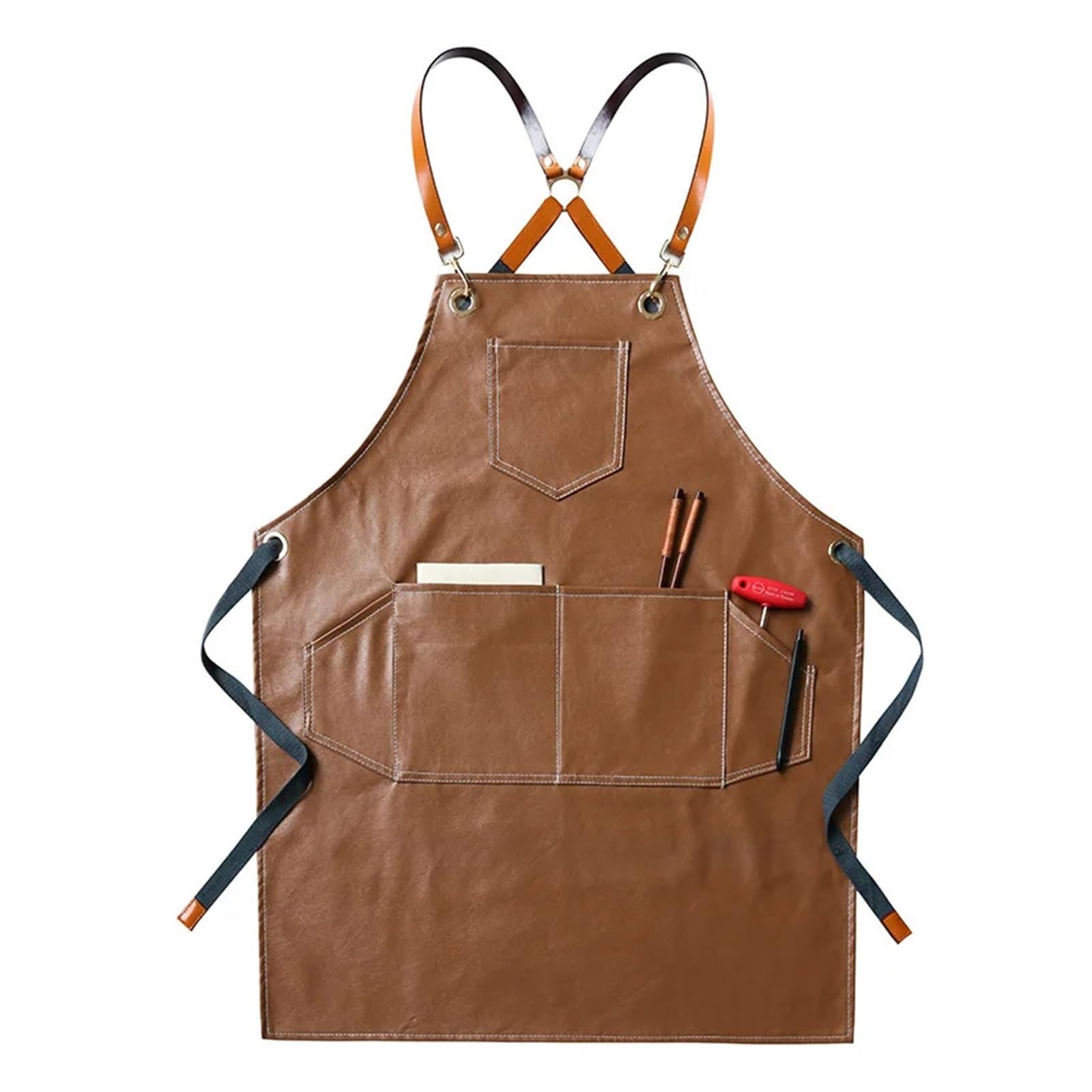 Grembiule da cucina in pelle giardino con design fatto a mano in fabbrica, cinturino in, barista, cuoco, panettiere, uniforme lavoro