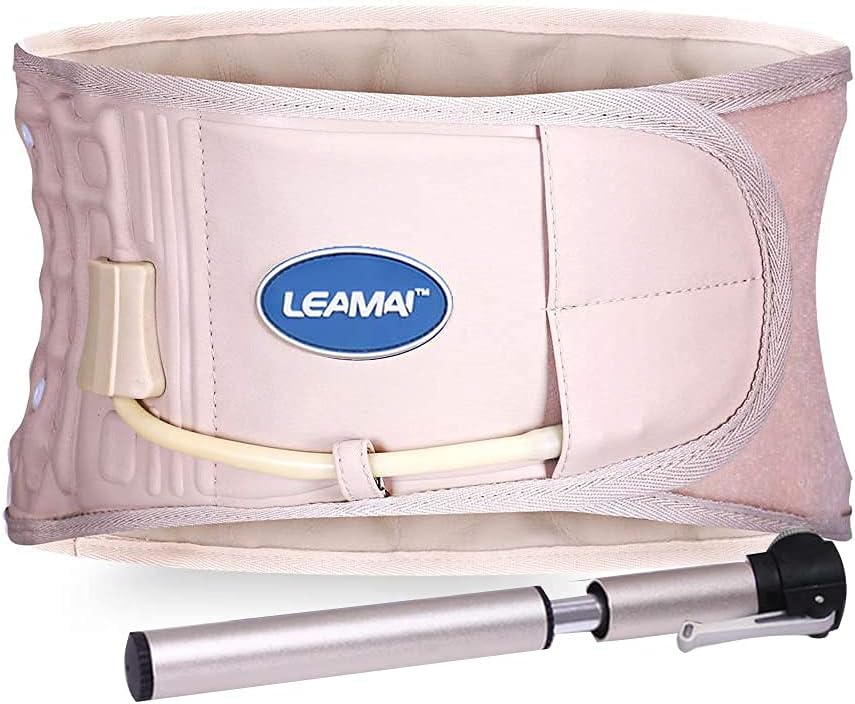 LEAMAI Decompression Back Belt Back Brace Back Pain Lower Lumbar Support Size S,L,XL(25"-55")Four Colors for Men&Women.XL Y01(36"-55")Beige