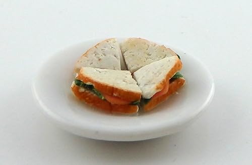 Miniatura 2 de Melody Jane Dolls Houses Casa de muñecas Plato de sándwich de salmón y pepino Alimentos hechos a mano en miniatura