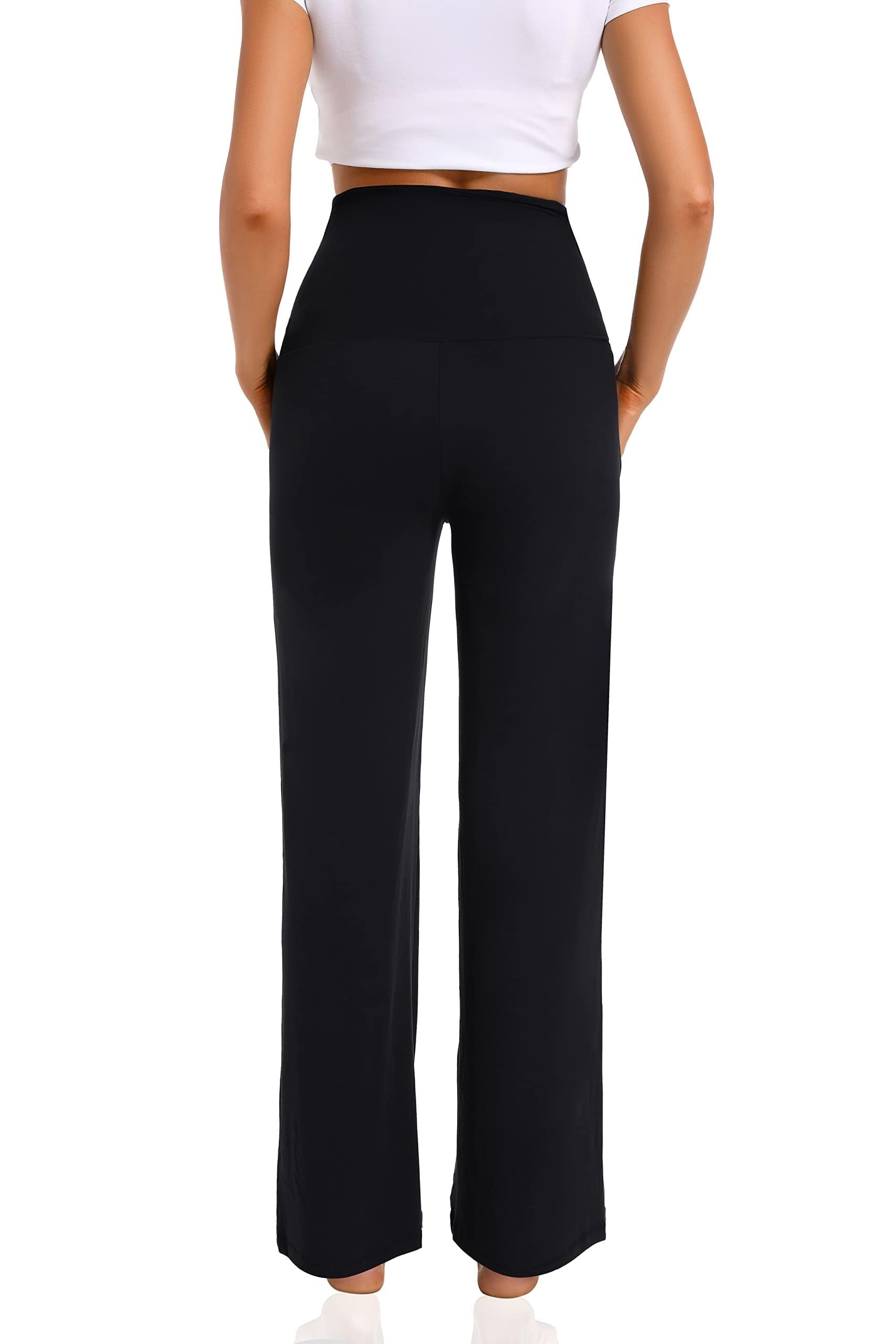 Pantalones De Maternidad para Mujer, Pierna Ancha, Pierna Recta sobre El Abdomen, Pantalones De Embarazo con Bolsillos