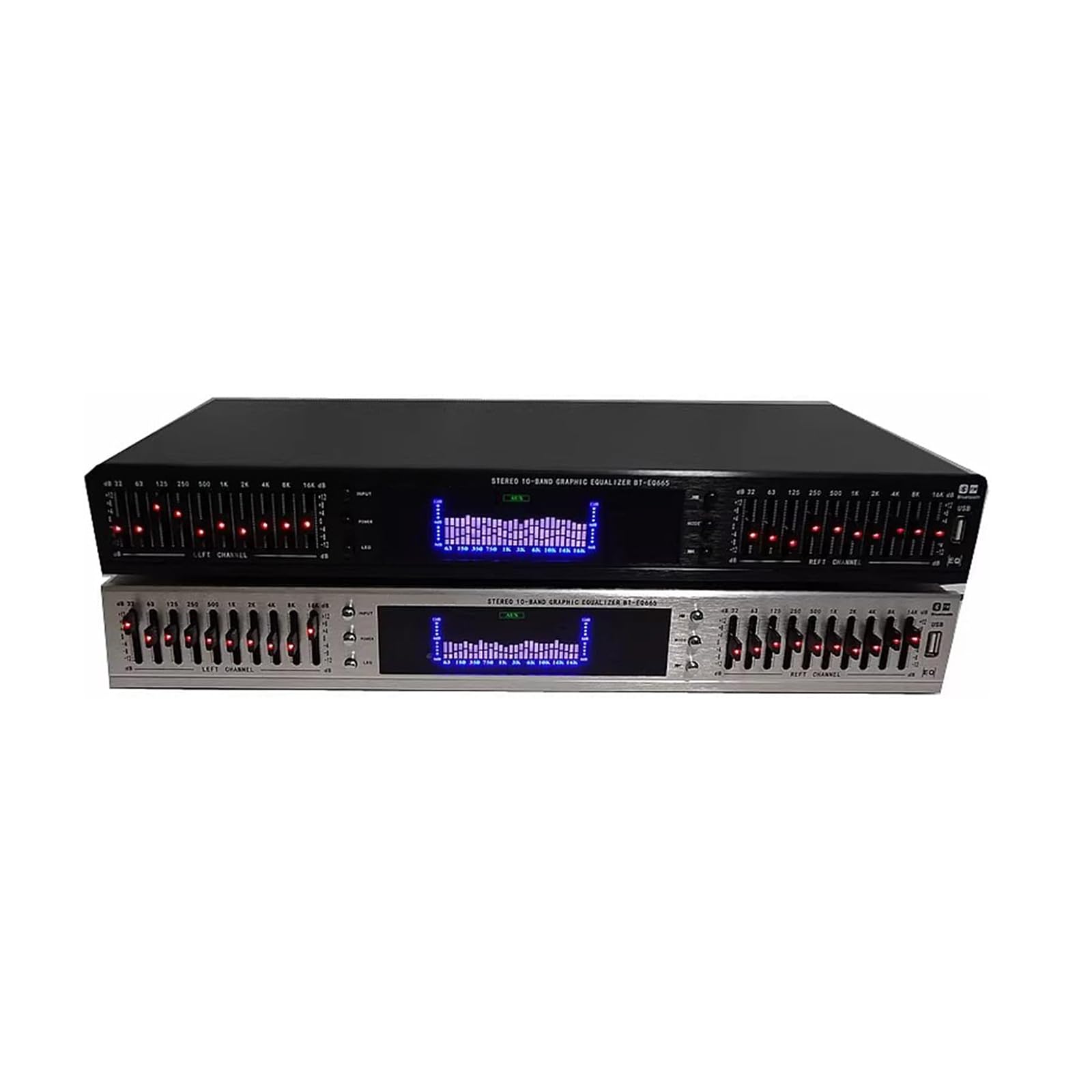 Ecualizador Digital HiFi De 20 Bandas, Ecualizador Estéreo con Ajuste De Efectos Gráficos, Pantalla LED De Espectro, Bluetooth/USB 5.0 Integrado, con Control Remoto, para Estudio De Grabación