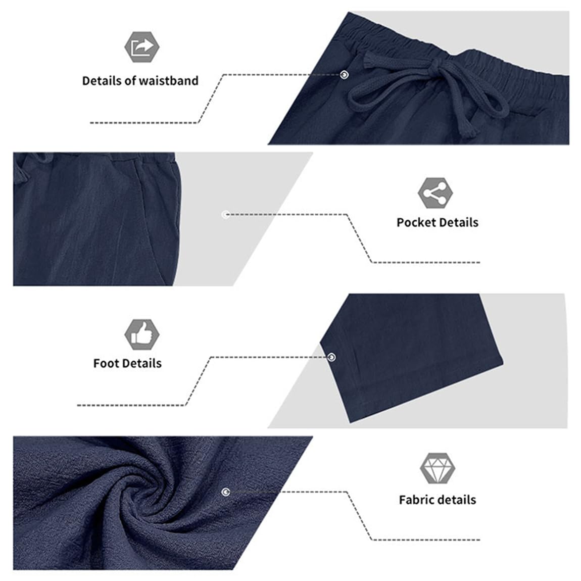Générique Ensemble Homme 2 Pièces en Lin Mélangé Sweat à Capuche et Pantalon Ample Tenue Décontractée Respirante avec Cordon de Serrage Style Casual