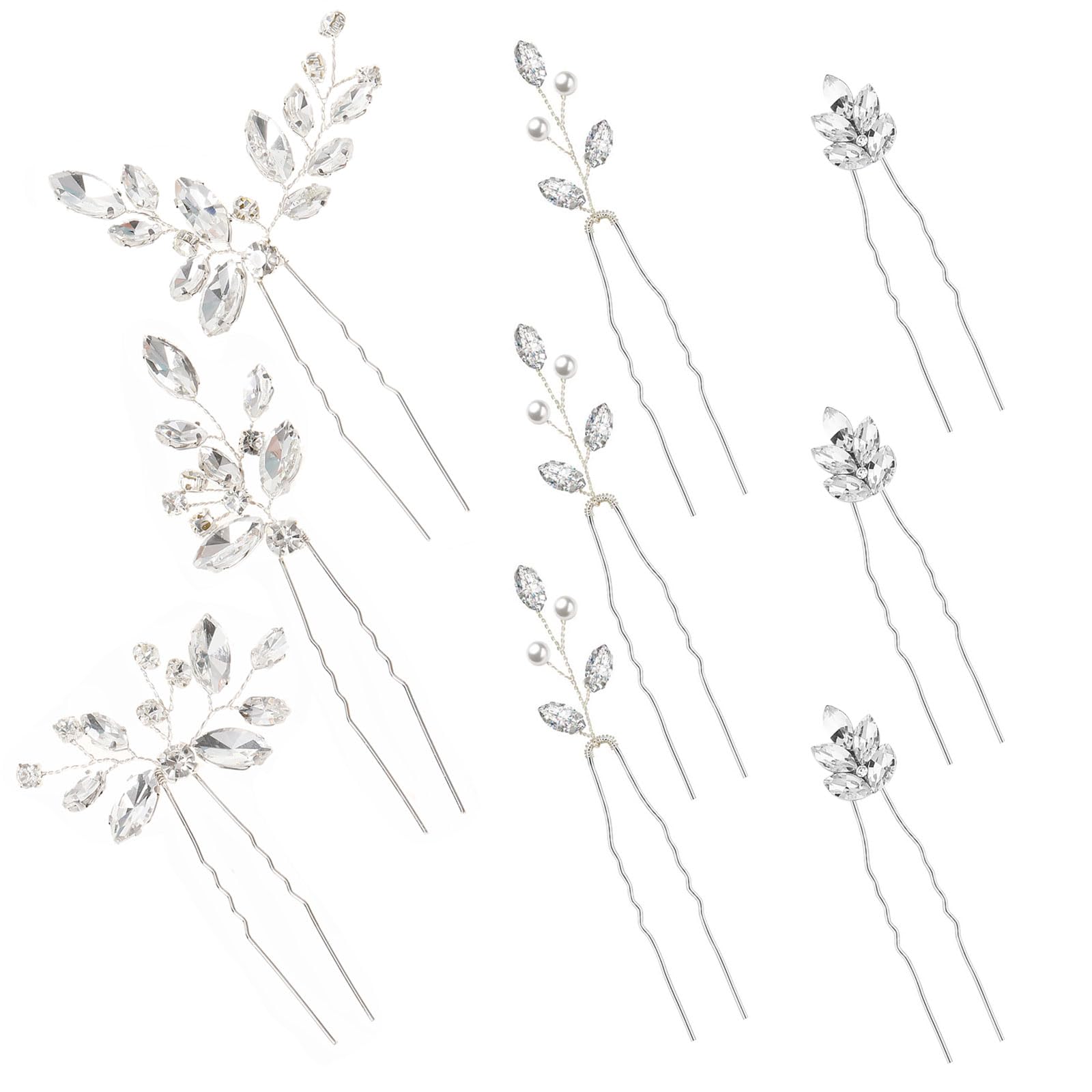 9 Stück Hochzeit Haarnadeln für Braut Silber Strass Haarnadeln Hochzeit Haarschmuck für Bräute Brautjungfern Frauen Mädchen