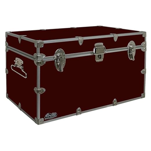 C&N Footlockers Graduate Storage Trunk - Large College Dorm Chest - Durable with Lid Stay - 32 x 18 x 18.5 Inches (Maroon)