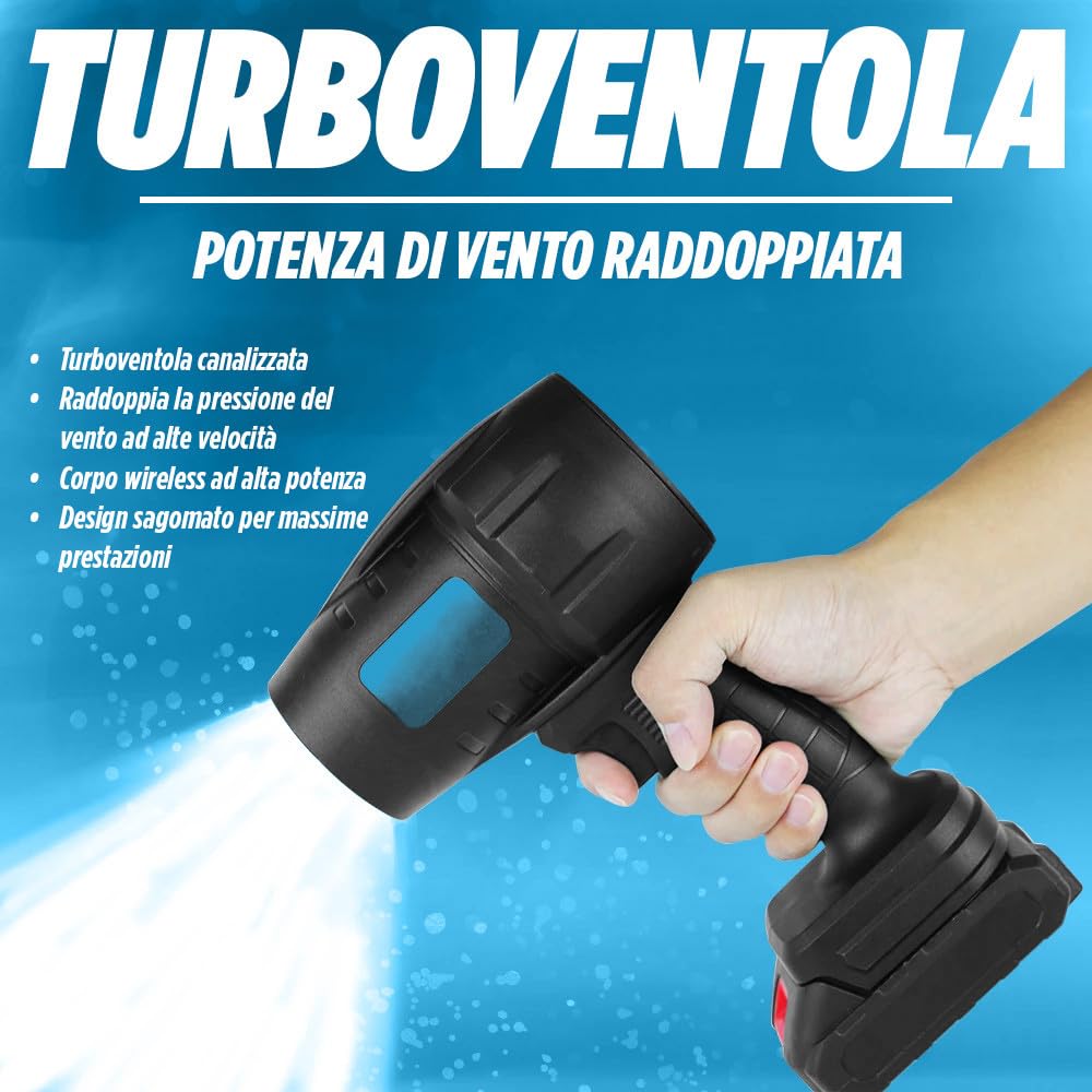 Kit Idropulitrice e Soffiatore Cordless a Doppia Batteria 48V - Lancia Lavaggio a Batteria - Lavaggio Professionale con Filtro, Tubo, Serbatoio e Attacchi - Pulizia Auto Scooter Giardino (Blu)