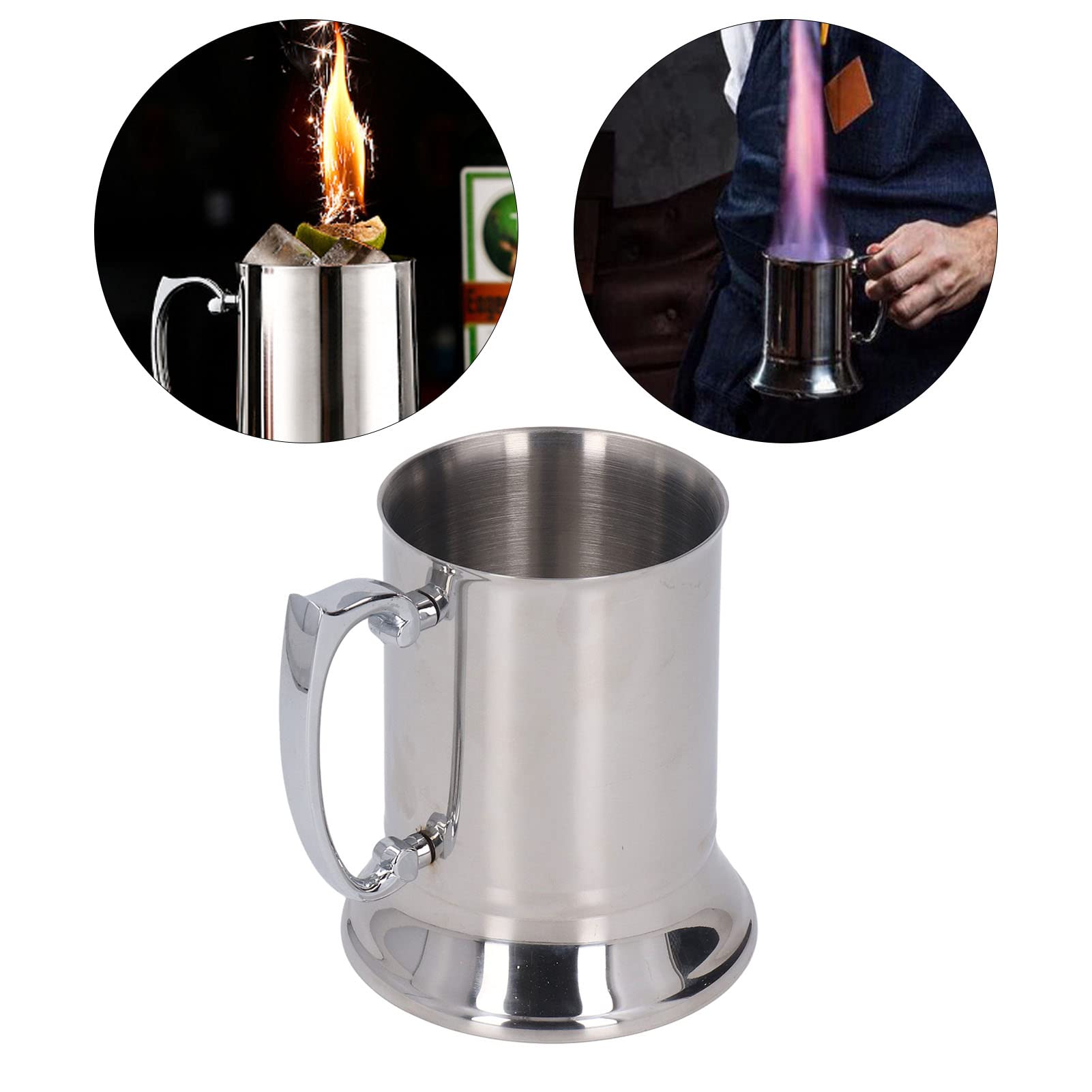 Topyond 1000ml Stainless Steel Beer Mug With Handle - 304 Stainless Steel, Mirror Polished, Easy Clean
