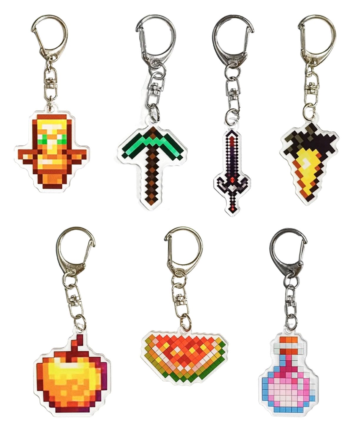 7 PCS Keychains with Pixel - Art & Geometric Designs, Durable & Stylish Decorative Keyrings for Keys, Bags, Backpacks, keychain for boys, Ideal as Personal Accessories & Small Gifts-image-15