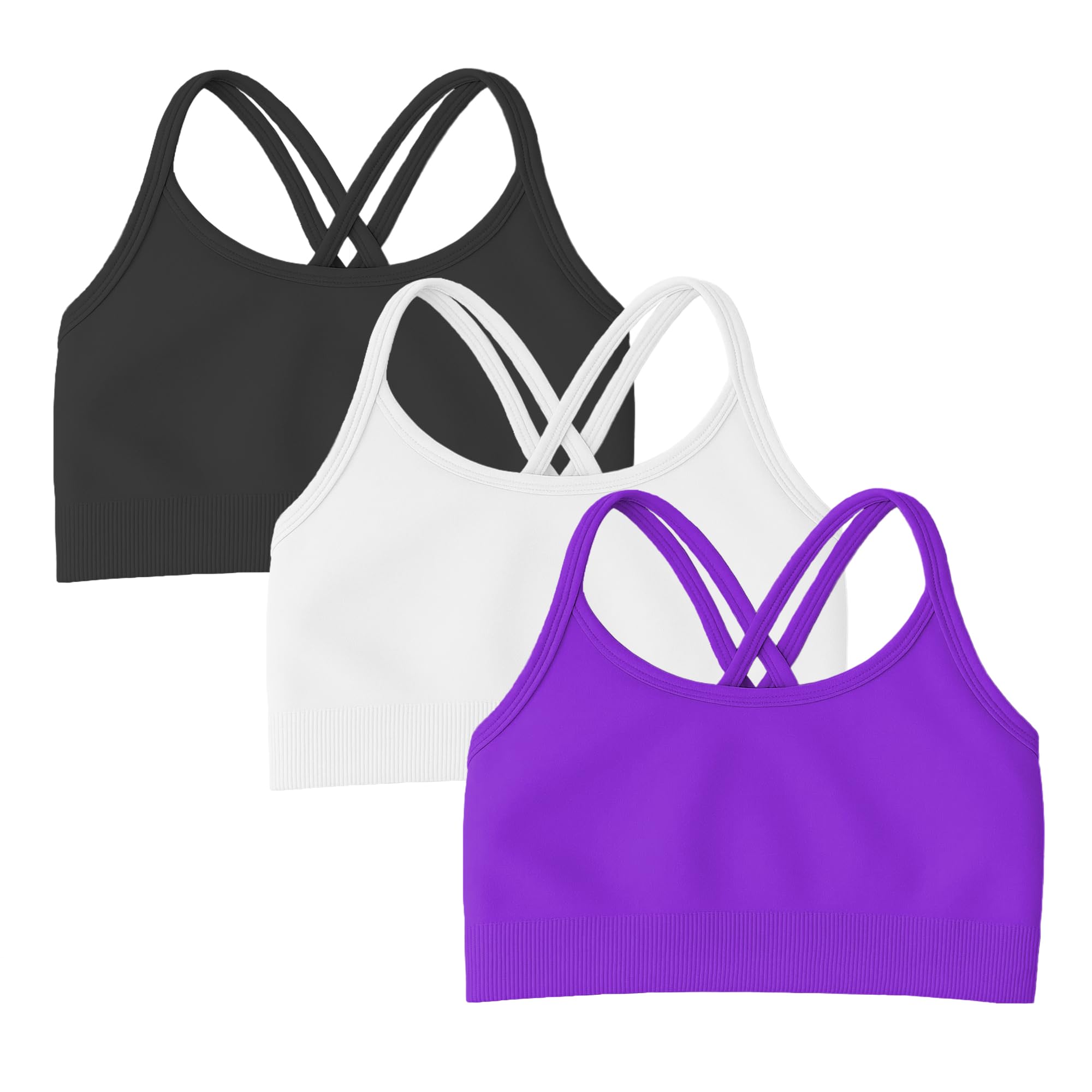 Kurve Girl’s Seamless Strappy Back Stretchy Crop Undershirt Bra, Made in USA