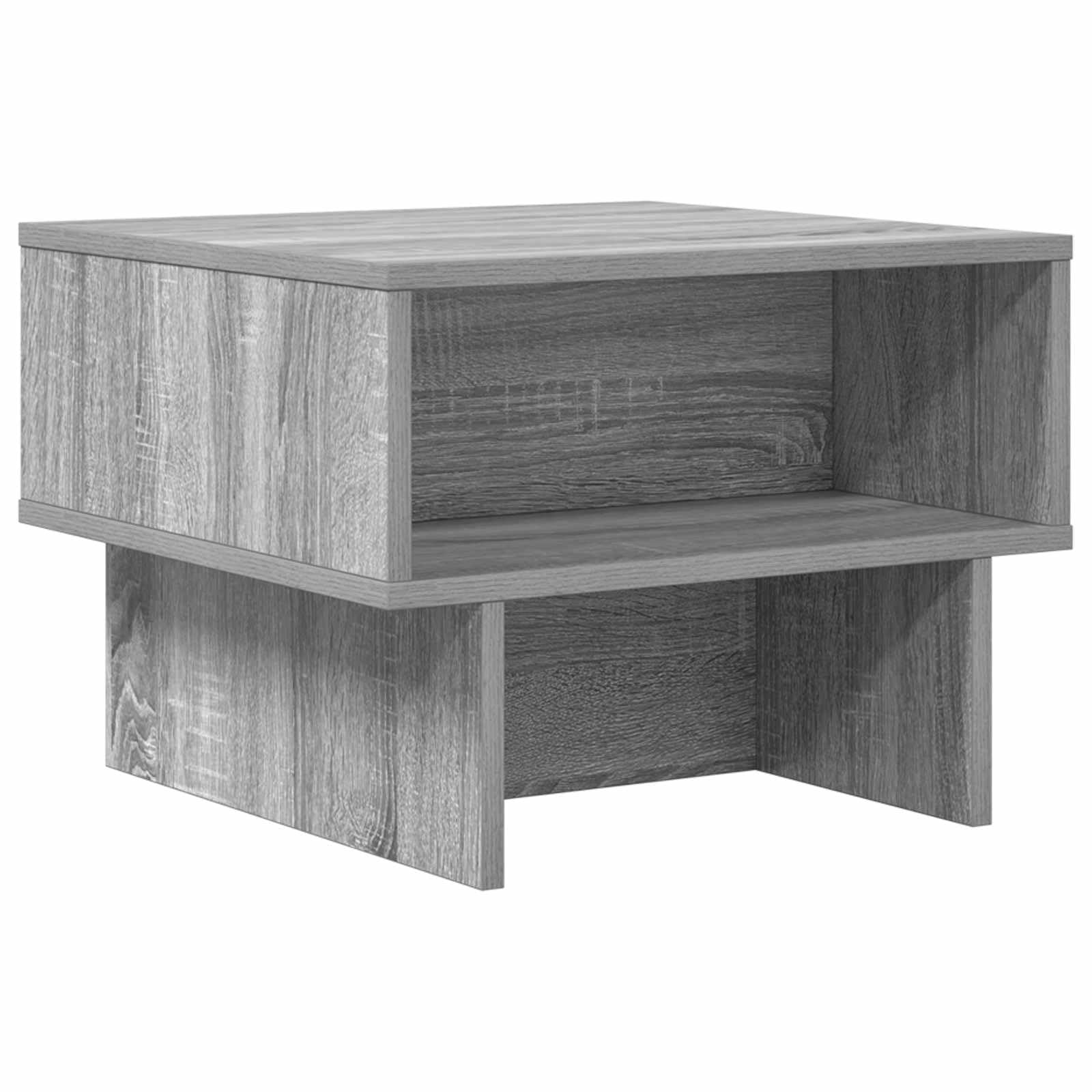 Mesa de centro Sonoma gris 48 x 46 x 35 cm, pequeña mesa auxiliar de madera para salón, moderna mesa de salón con 2 estantes, mesa de sofá compacta