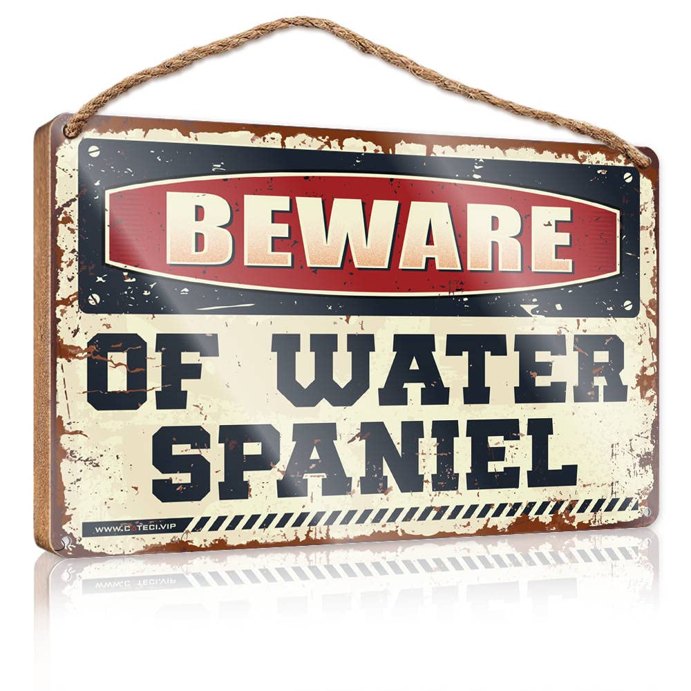 Hangding Wood Sign Beware Of Water Spaniel Wooden Sign Fall Porch Sign Man Cave Furniture(23X35CM)