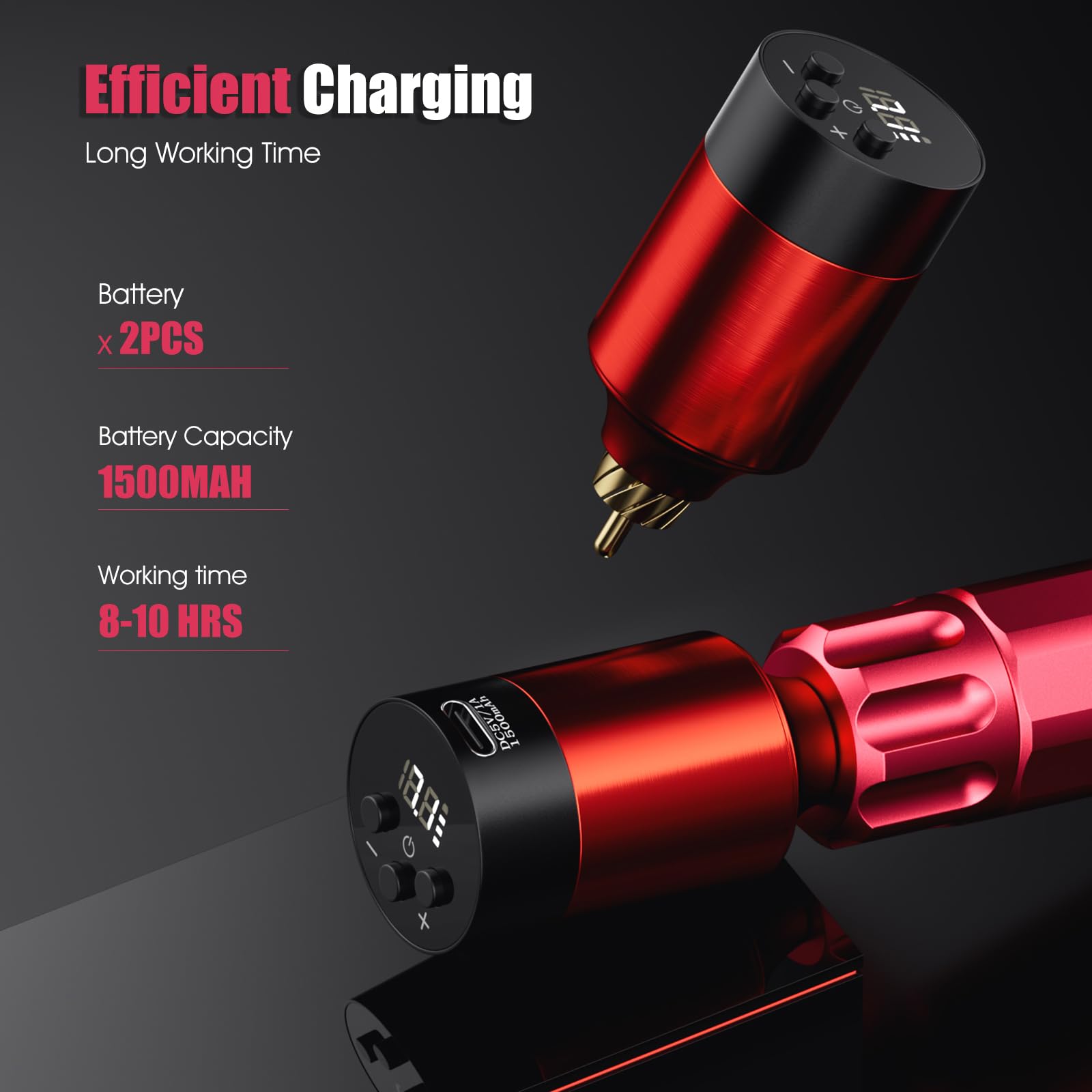 Drahtloser Pen Maschine Set mit 2 Stück 1500mAh Batterie 10 Stück Nadel 10 Tinten Komplette Zubehörteile für Anfänger