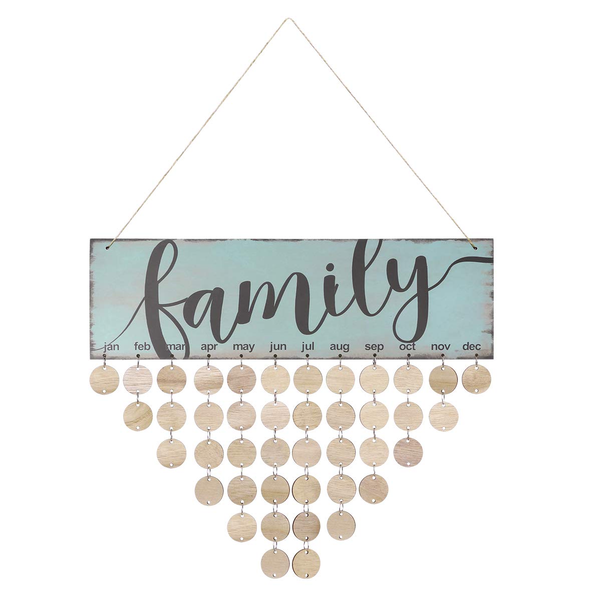 WINOMO Family Birthday Board Plaque DIY Hanging Wooden Birthday Reminder Calendar