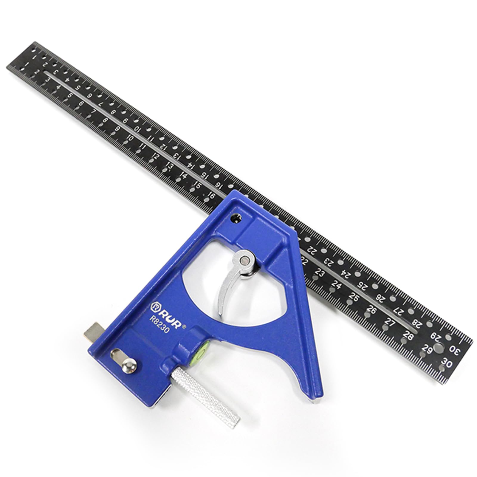 Inodiref Combination Square Carpentry Set Combination Square 12Inch/300mm, Aluminum Alloy 45/90 Degree with Bubble Level Adjustable combination Square for Carpenters/Engineers/Woodworkers