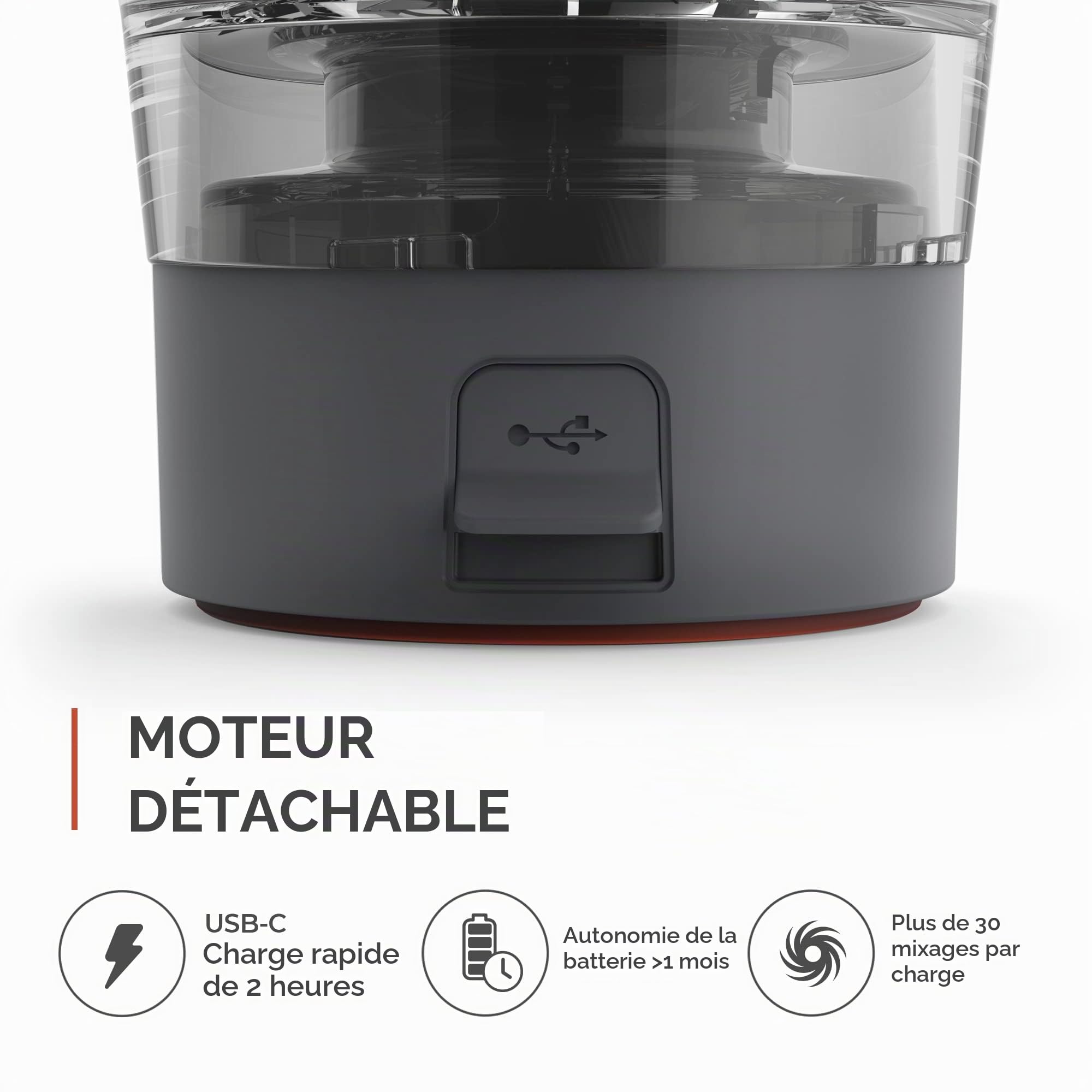 Promixx Pro Shaker Bottle - Rechargeable, Puissant pour des shakes Protéinés Lisses - Comprend un Stockage Supplémentaire - sans BPA, Gobelet 600ml (Gris Cool)