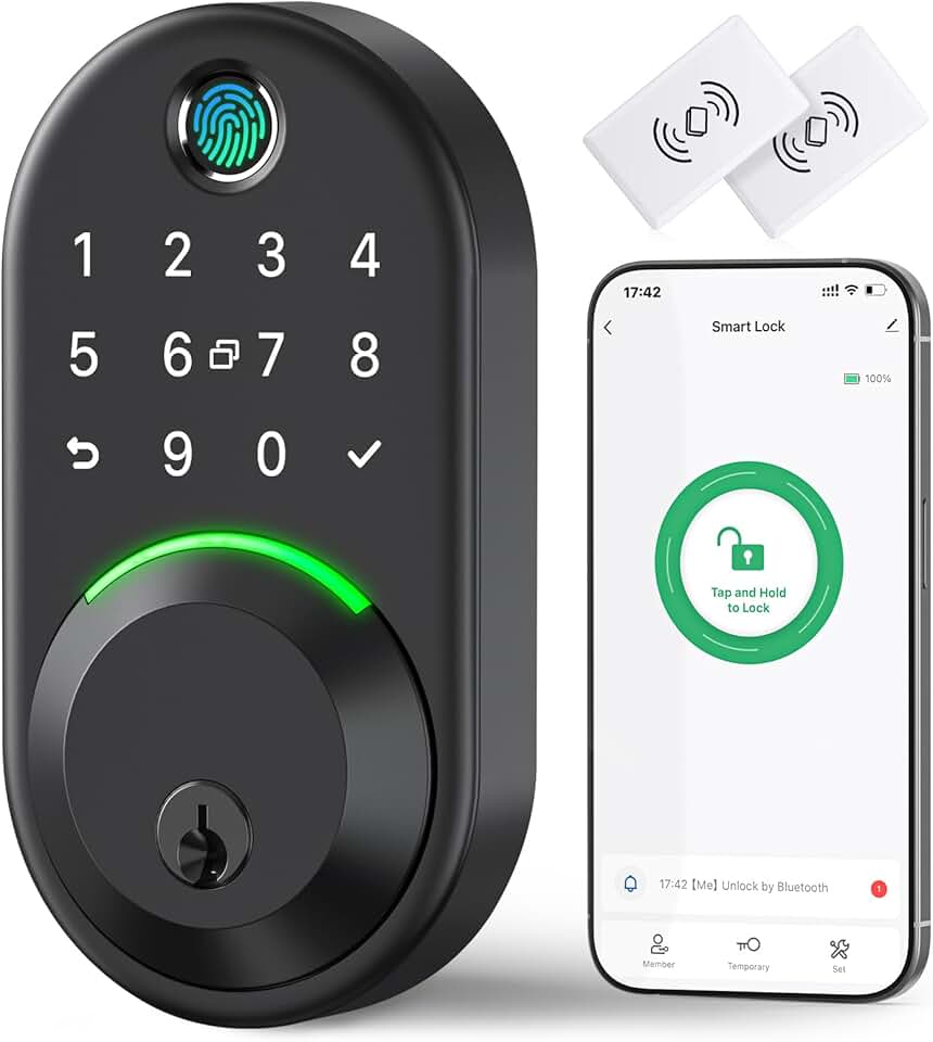 Smart Deadbolt Door Lock with Keypad:Yamiry Fingerprint Keyless Entry Deadbolt,Digital Smart Locks for Front Door,Electronic Code,Easy Installation