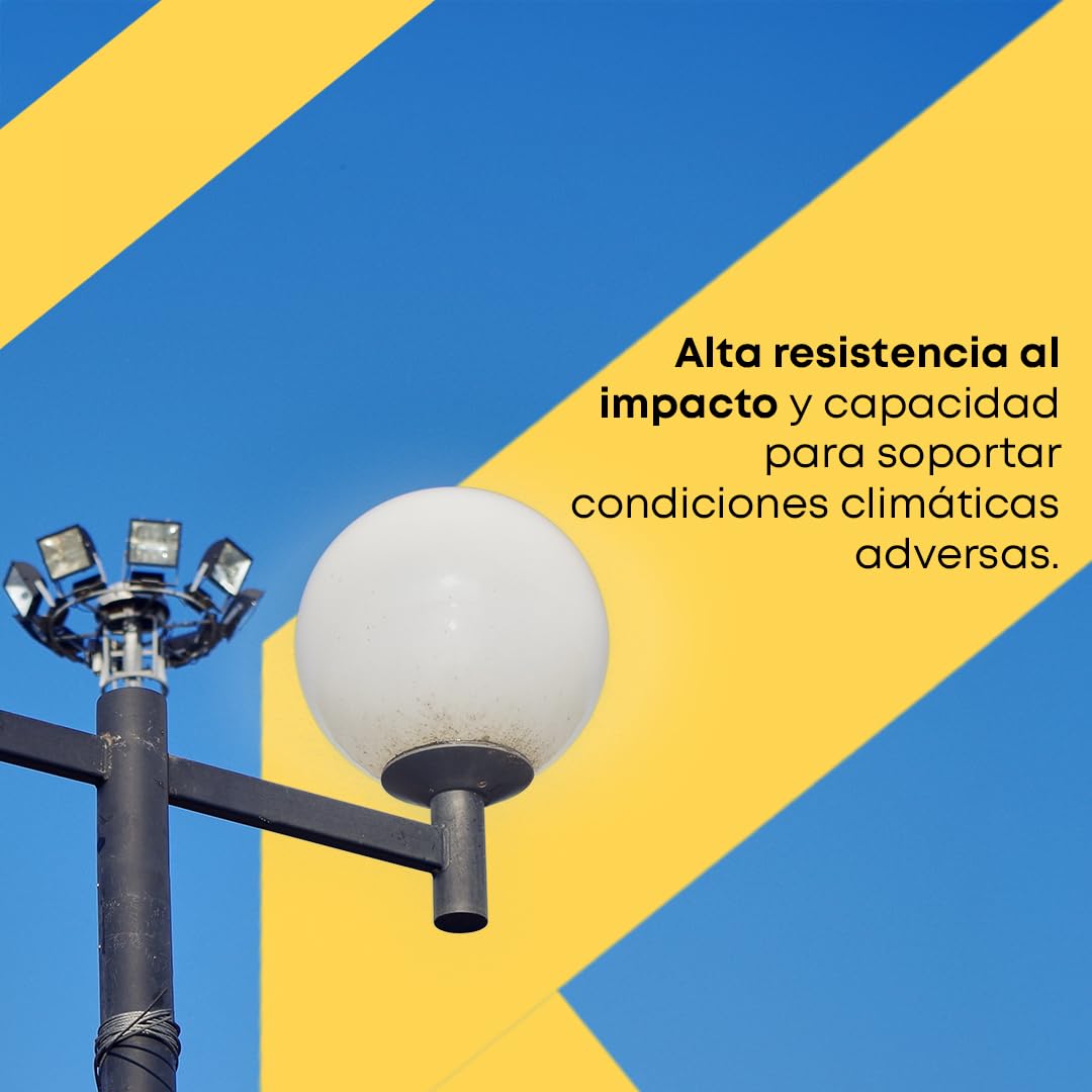 Base Iluminación para Globo de Iluminación con Boca 17/19 cm - Policarbonato - Exterior - Color: Blanco - Casquillo: E-27