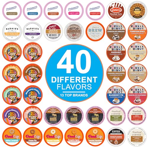 Comparison: Best Coffee Cups For Keurig 5 Flavored Coffee Pods Variety Pack for Keurig K Cups Brewers, Assorted Flavored Coffee Sampler, 40 Count