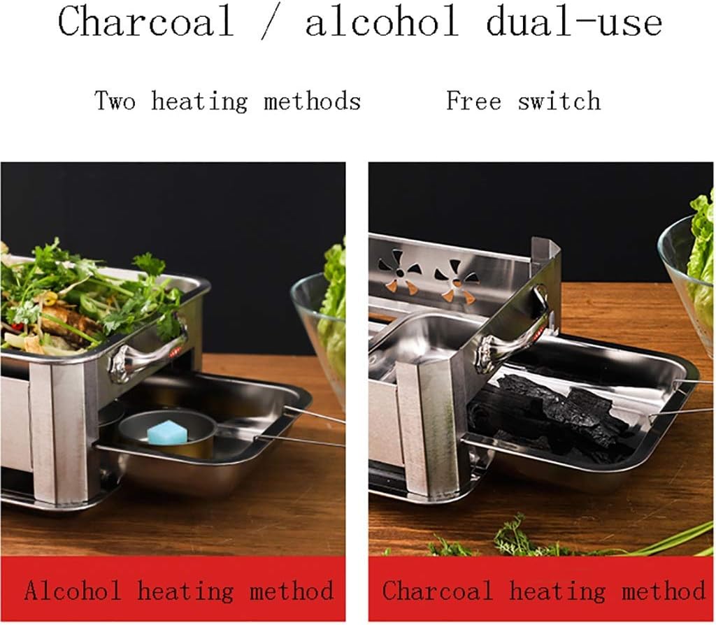 BBQ Barbeque Barbecue Grill,Heated Smokeless Alcohol Grilled Fish Stove, Seafood Pot,Aluminum Alloy,Indoor and Outdoor (Size : 36cm27cm)