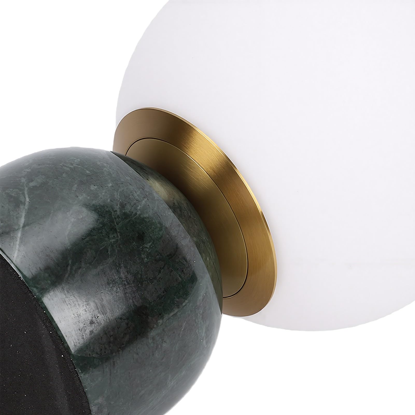 FTVOGUE Lampada da Comodino Globe con Paralume in Vetro e Base in Marmo | Attacco E27, Luce Calda per Soggiorno, Studio, Camera da Letto, Compatibile con Lampadina Dimmerabile