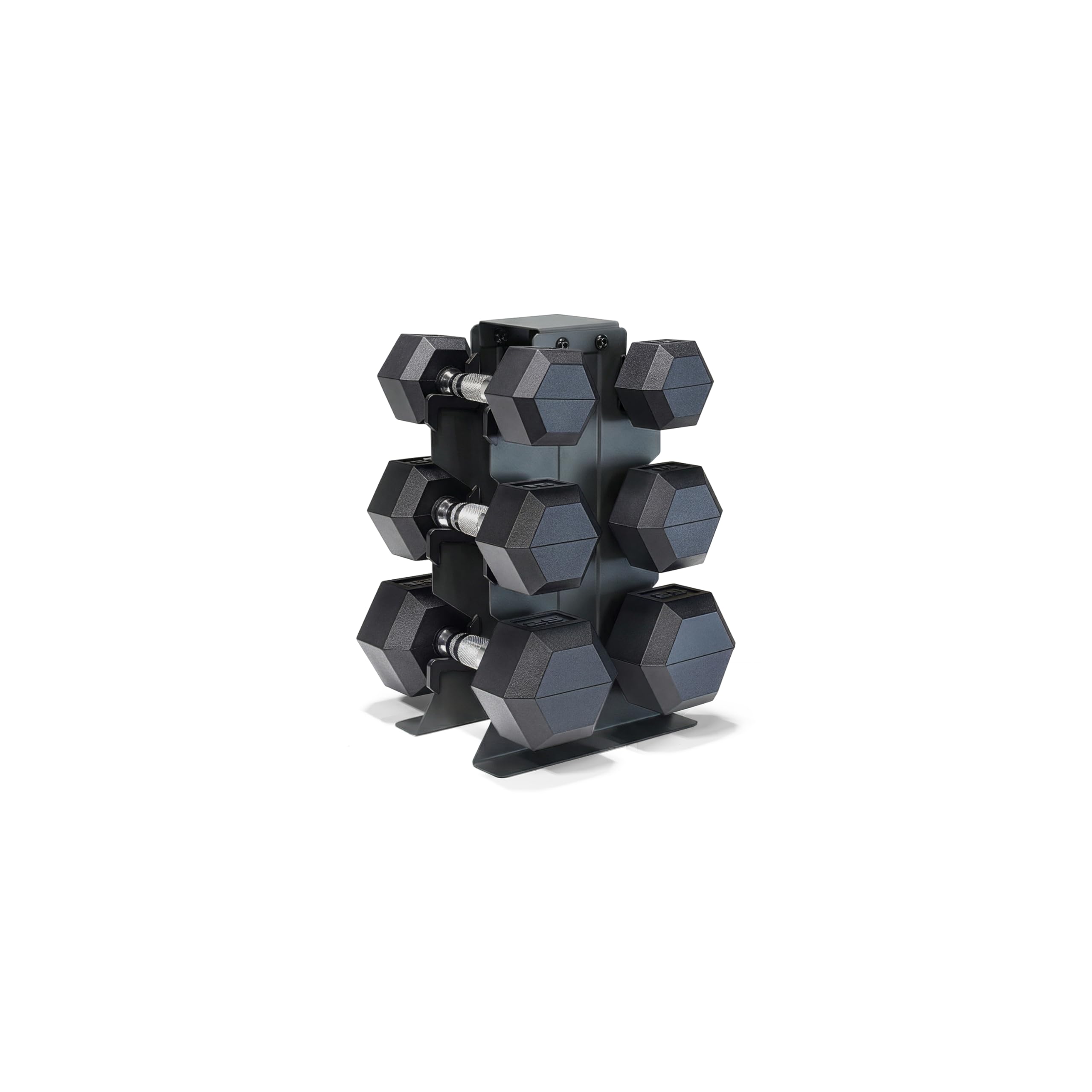 CAP Barbell Rubber Coated Hex Dumbbell Set with Vertical Rack | 100-300 lbs Free Weights Dumbbells Set for Home Gym | Multiple Options