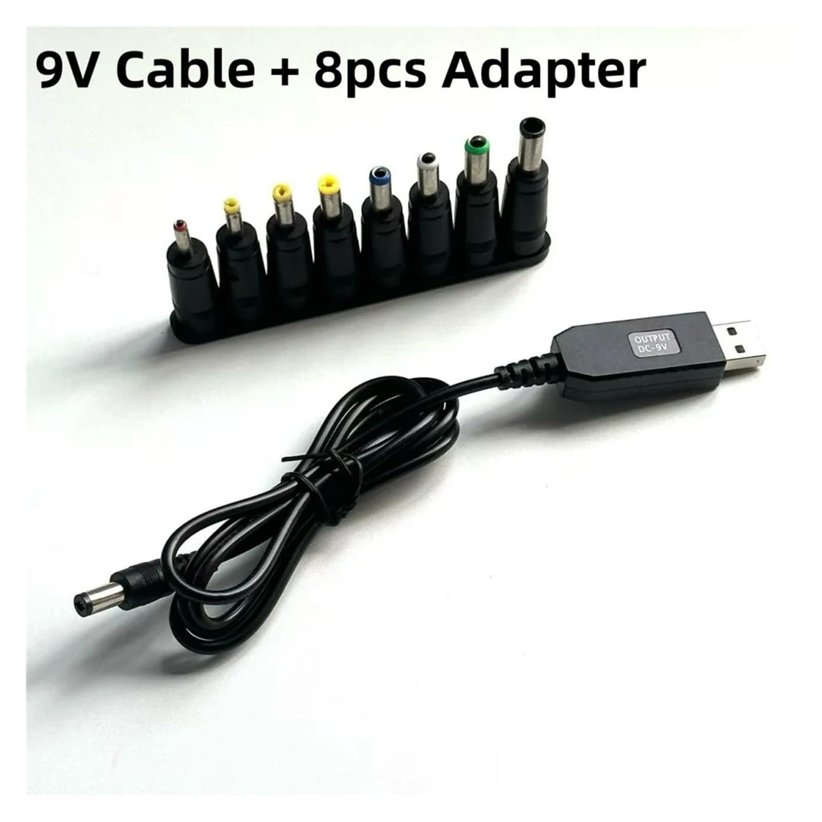 USB DC 5 V/8,4 V/9 V/12 V, 8 adapterów, 5,5 x 2,1 mm, kabel konwerterowy (1 sztuka, 9 V z 8 szt.)