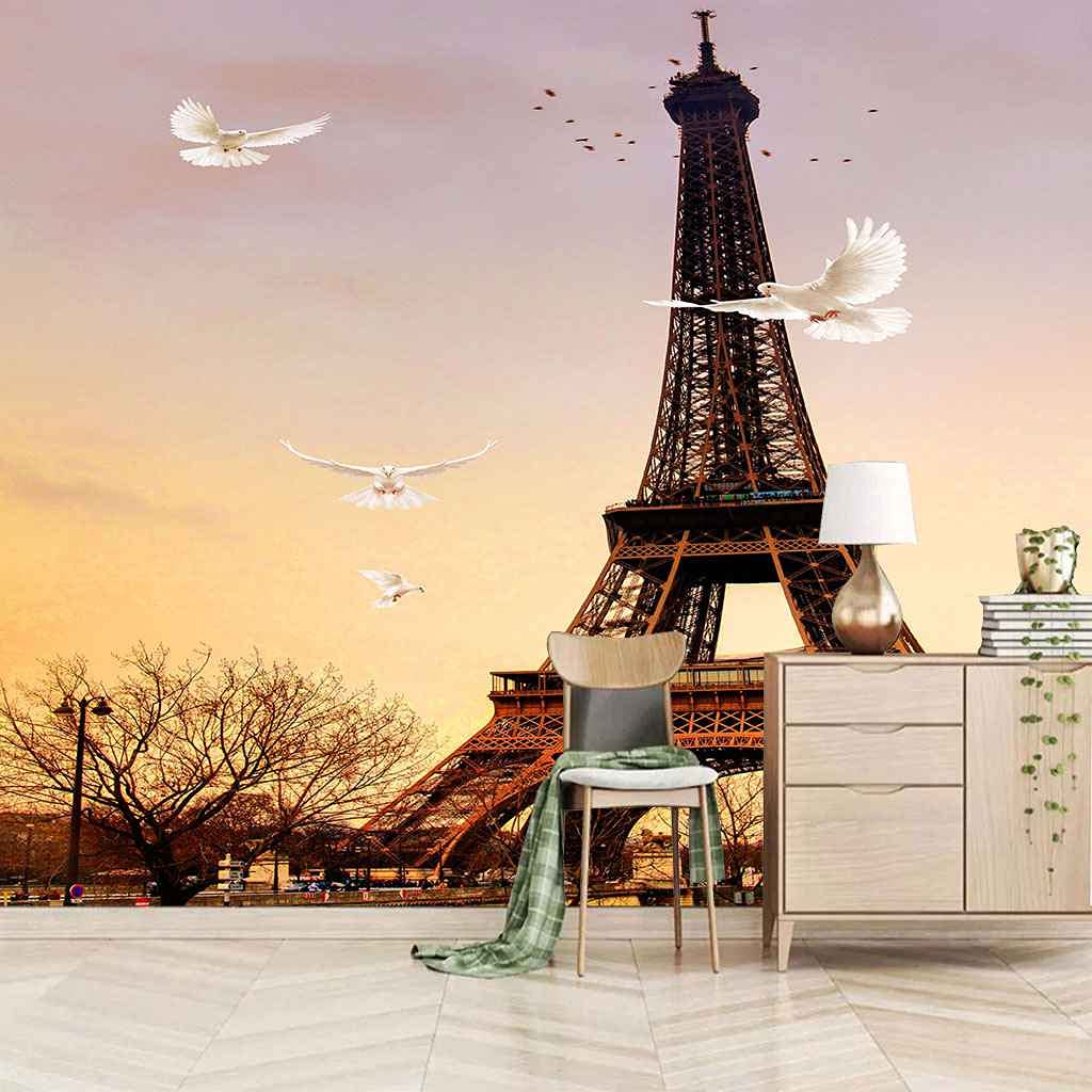 Poster géant mural Tour Eiffel et papier peint 3D auto-adhésif en toile de 200x140 cm