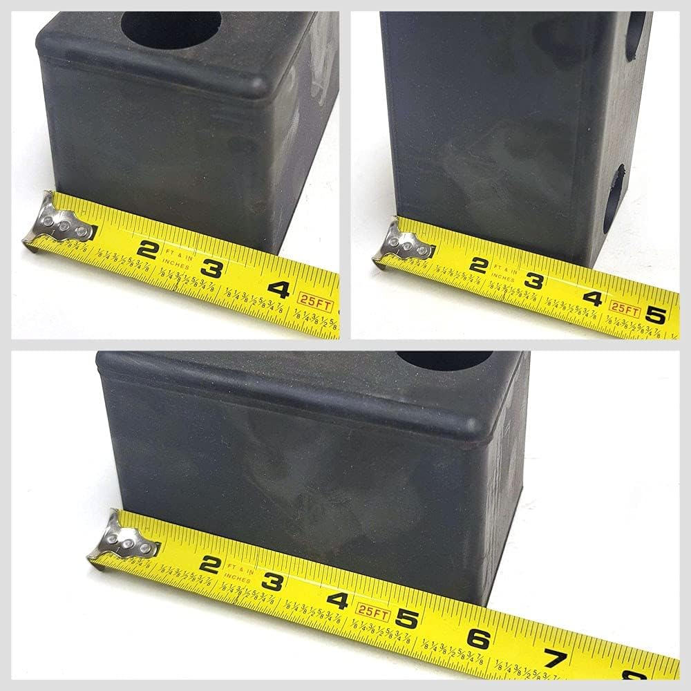 2X WAB21400380 Reinforced Rubber Rectangular 2 Hole 5-58 inch x 3-12 inch x 3-12 inch Molded Dock Bumper Semi Commercial Truck Trailer Chassis Flatbed, Black