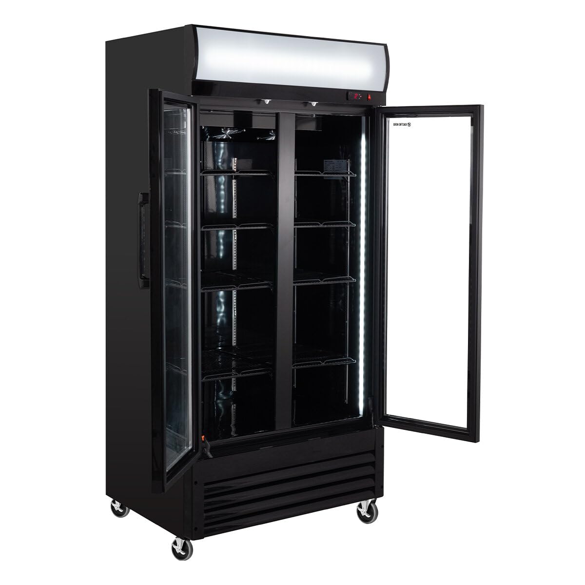 GastroHero Getränkekühlschrank Eco 630 630L Glastür Innenbeleuchtung schwarz Gastronomiebedarf