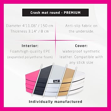 LUPIT POLE Premium Dance Mat - Foldable Crash Mat with High-Grade EPE Foam Padding + Water Resistant Elastic Leather Cover - Protective Fall Safety Cushion for Pole Dancing