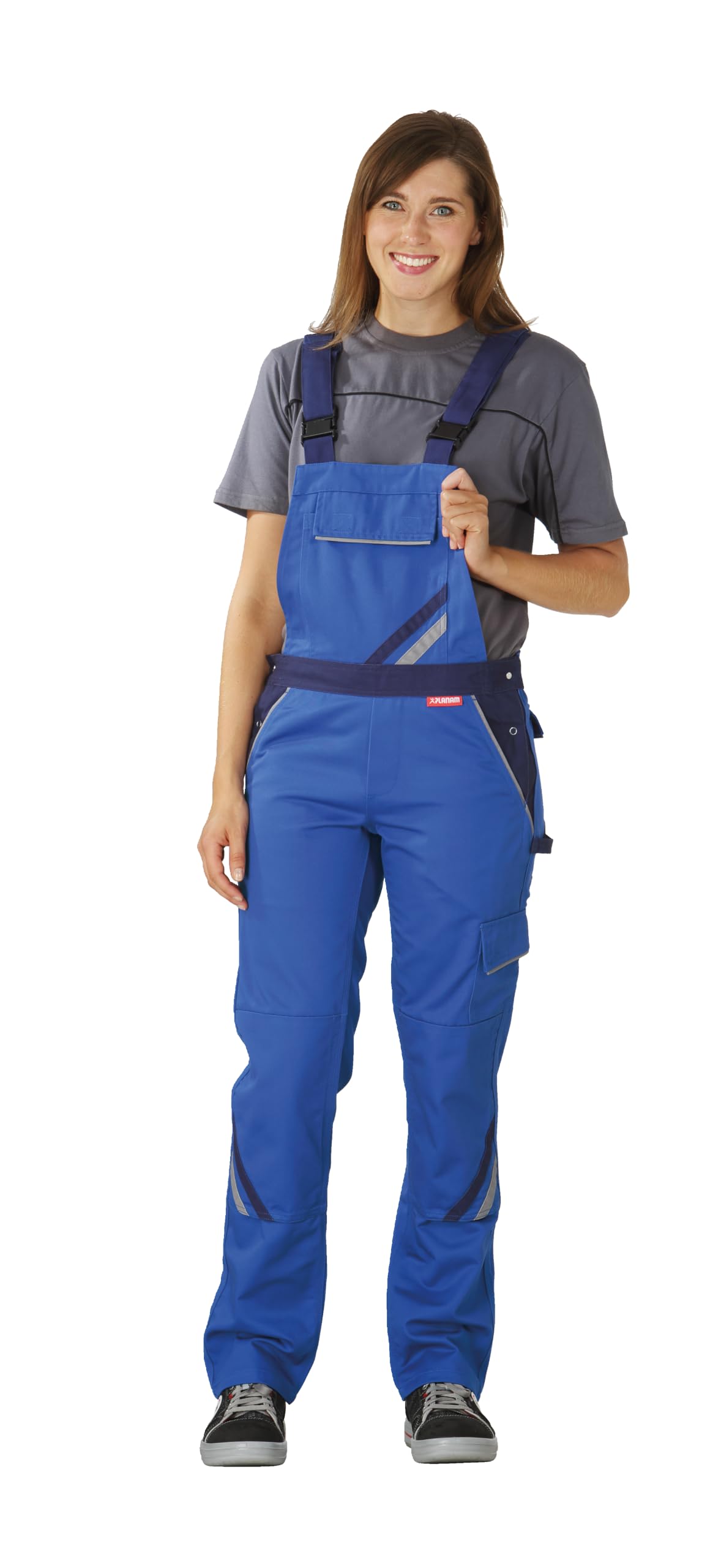 Planam Highline Mujer Peto de trabajo pantalón de agarre fuerte, con muchos bolsas