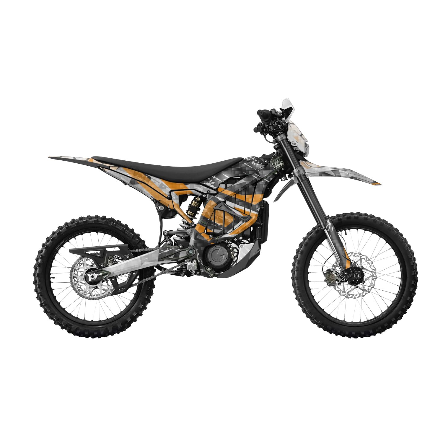 Carbon Fiber Surron Ultra Bee Graphics Kit Wrap - Grunge Star Orange - Sur-Ron Skin - Premium 3M Vinyl Protective Wrap Decal Cover - Easy to Apply | Crafted in The USA by MightySkins